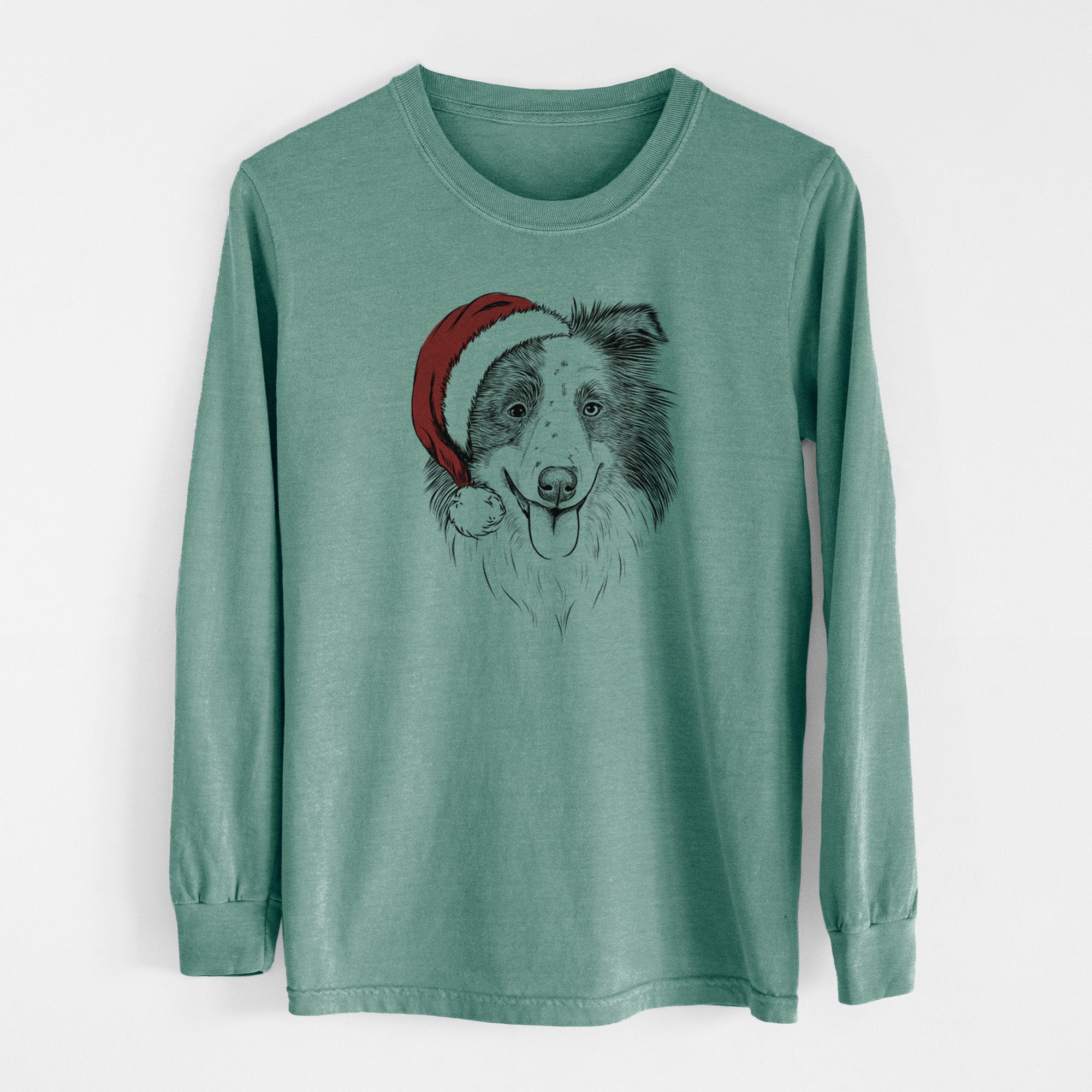 Santa Lady Bug the Border Collie - Men's Heavyweight 100% Cotton Long Sleeve