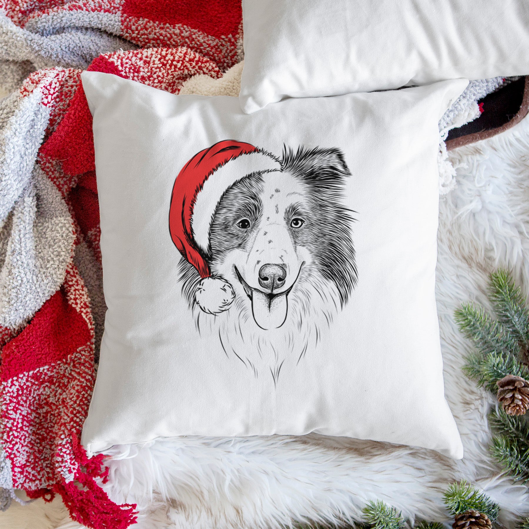 Lady Bug the Border Collie - Throw Pillow Cover