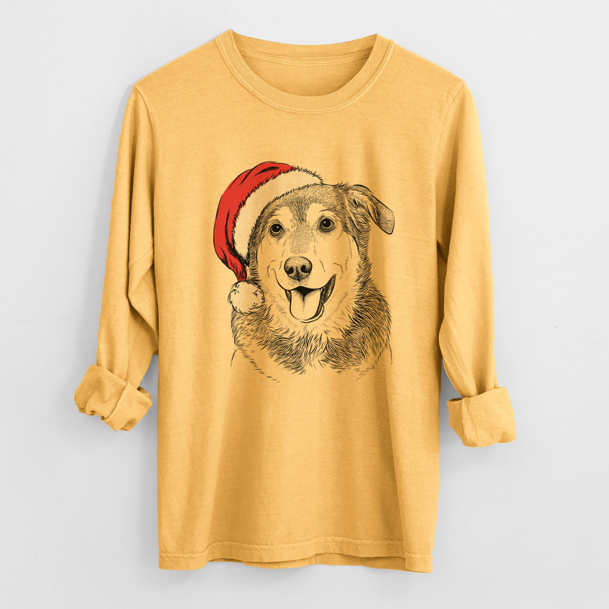 Santa Lance the Lab/Shepherd Mix - Heavyweight 100% Cotton Long Sleeve