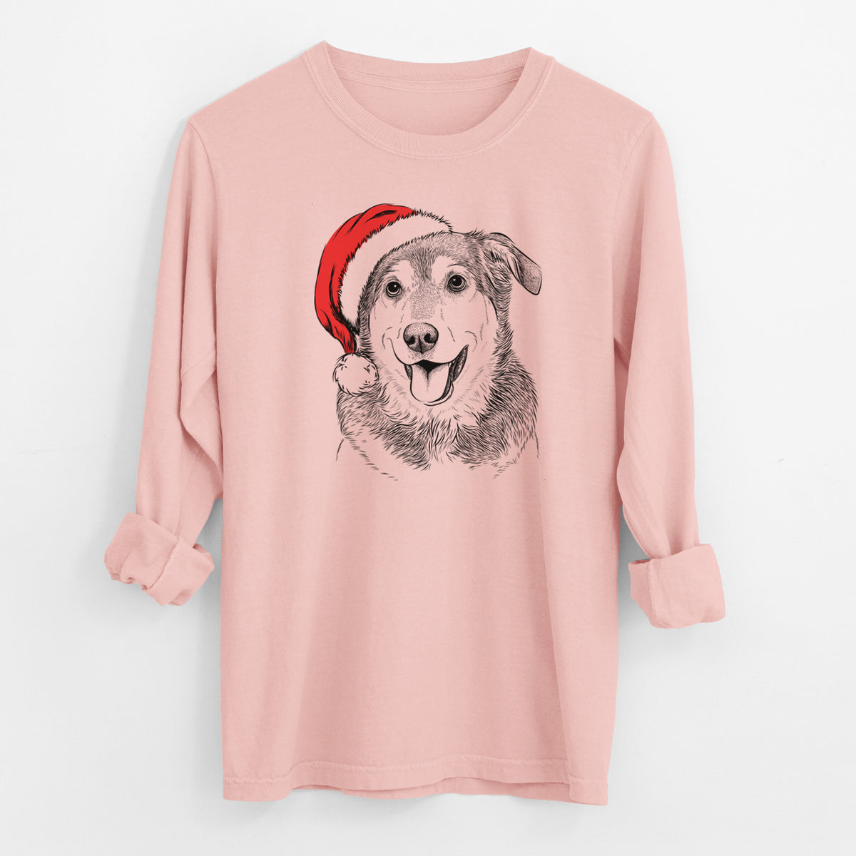 Santa Lance the Lab/Shepherd Mix - Men's Heavyweight 100% Cotton Long Sleeve