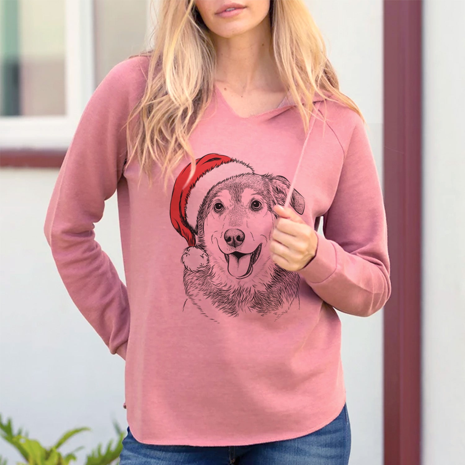 Santa Lance the Lab/Shepherd Mix - Cali Wave Hooded Sweatshirt