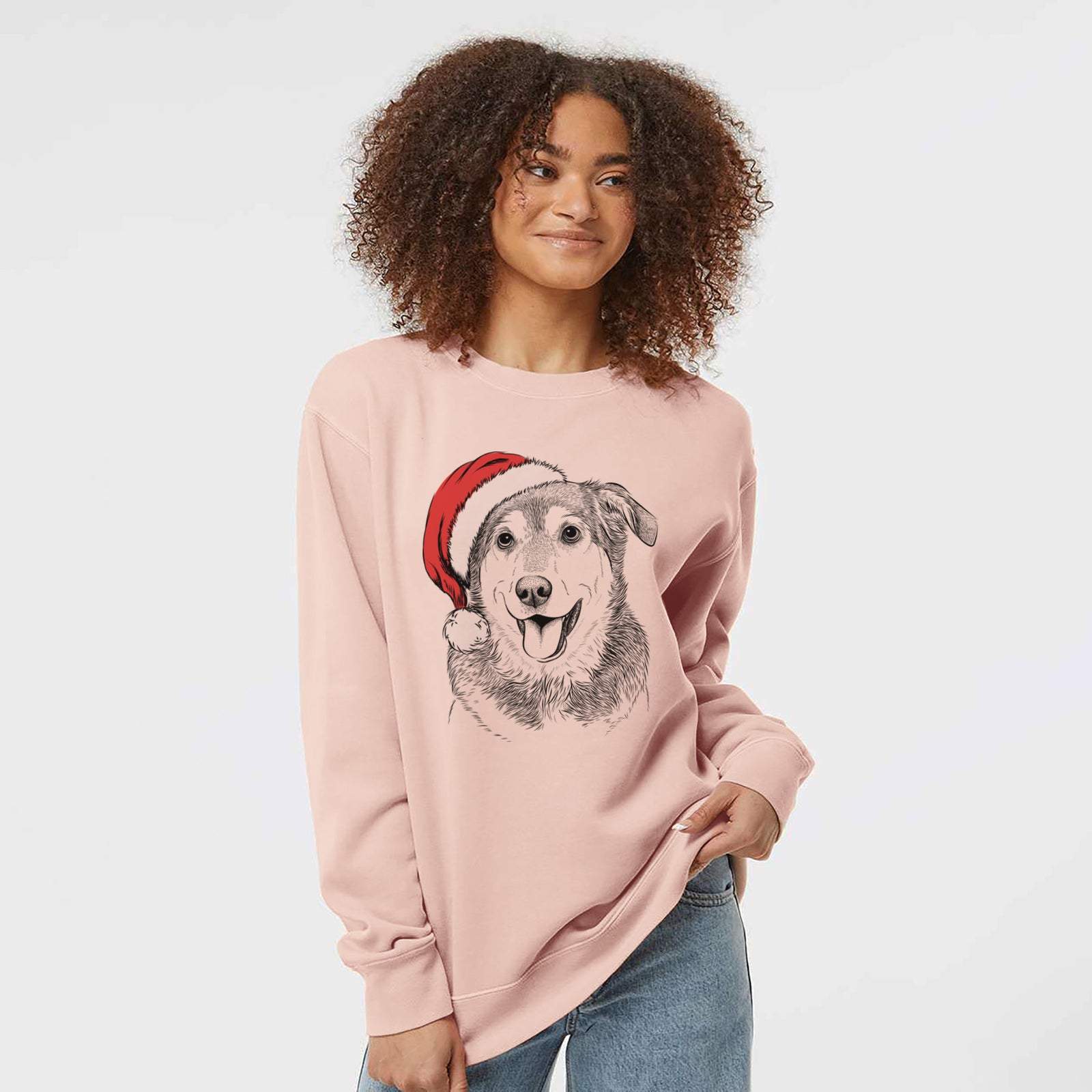 Santa Lance the Lab/Shepherd Mix - Unisex Pigment Dyed Crew Sweatshirt