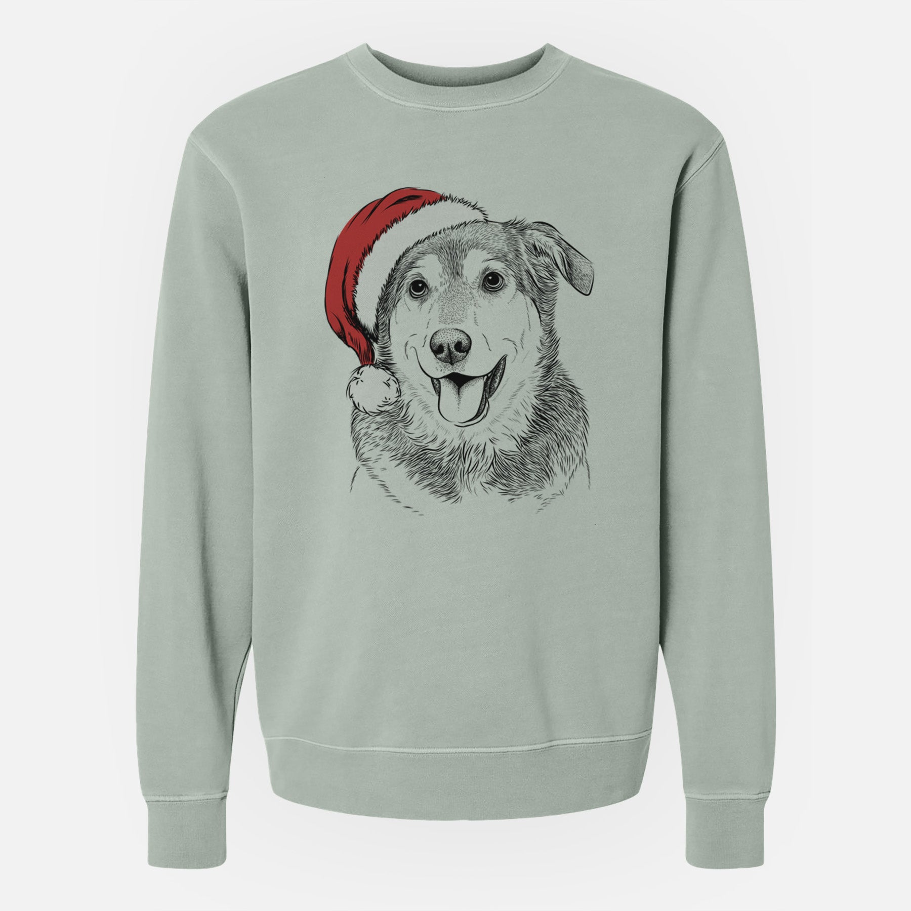 Santa Lance the Lab/Shepherd Mix - Unisex Pigment Dyed Crew Sweatshirt