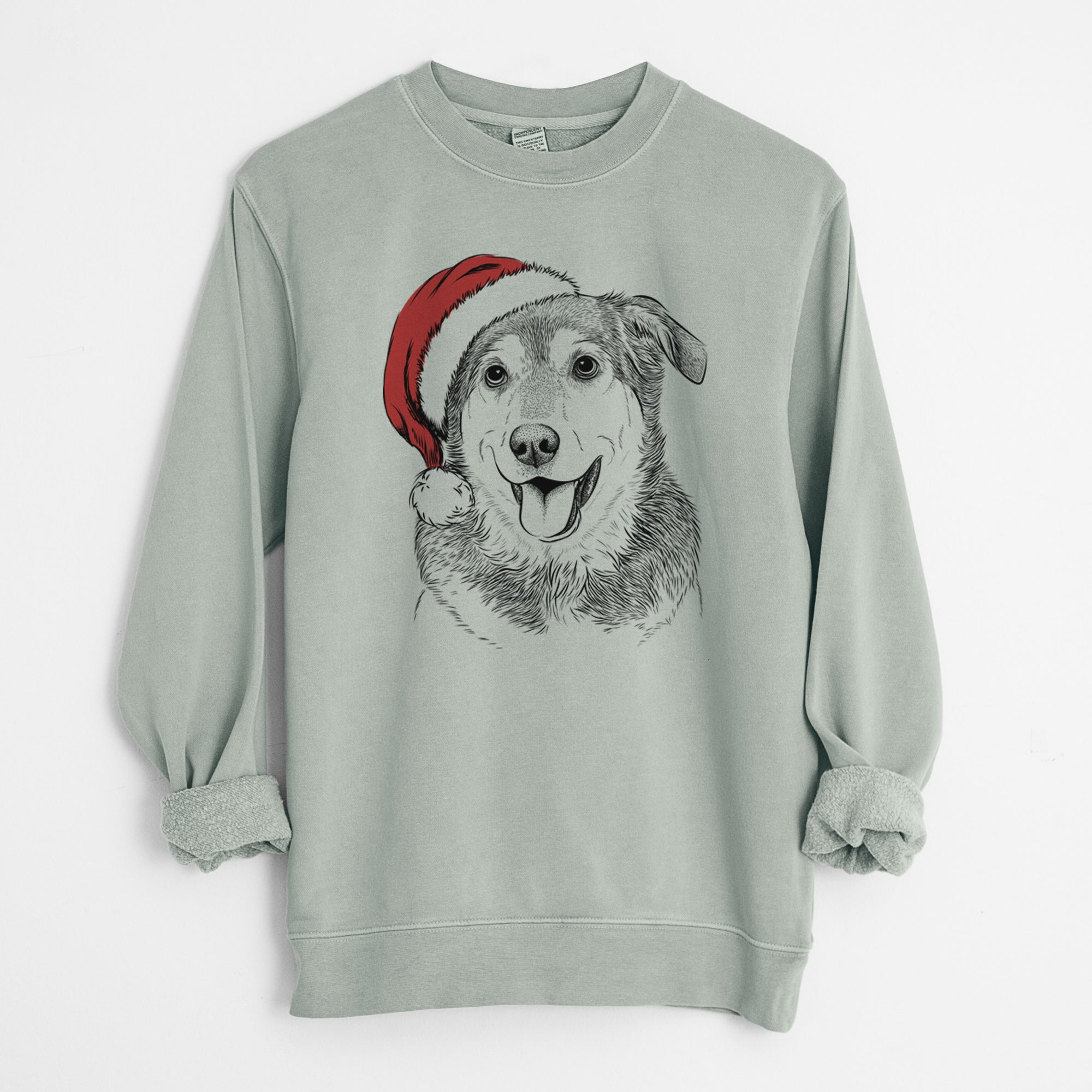 Santa Lance the Lab/Shepherd Mix - Unisex Pigment Dyed Crew Sweatshirt