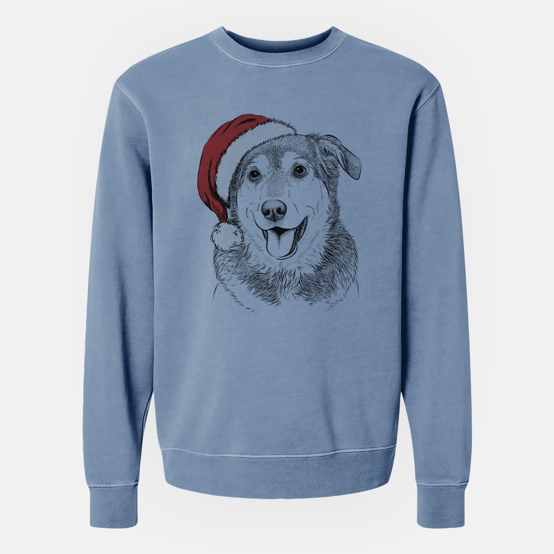 Santa Lance the Lab/Shepherd Mix - Unisex Pigment Dyed Crew Sweatshirt