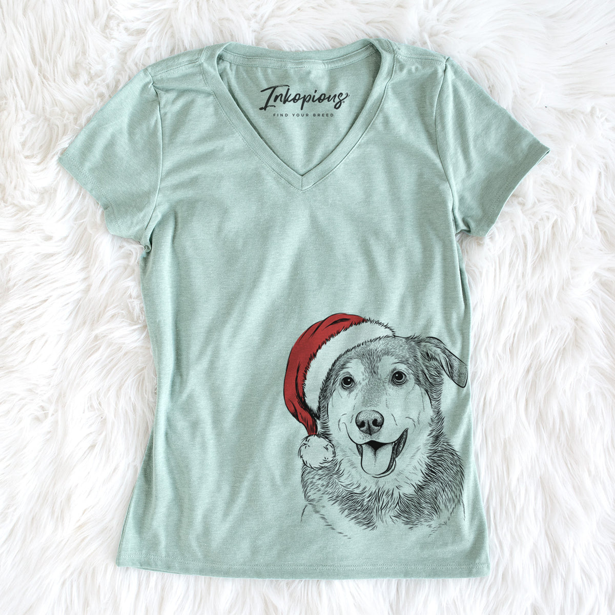 Santa Lance the Lab/Shepherd Mix - Women&#39;s Perfect V-neck Shirt