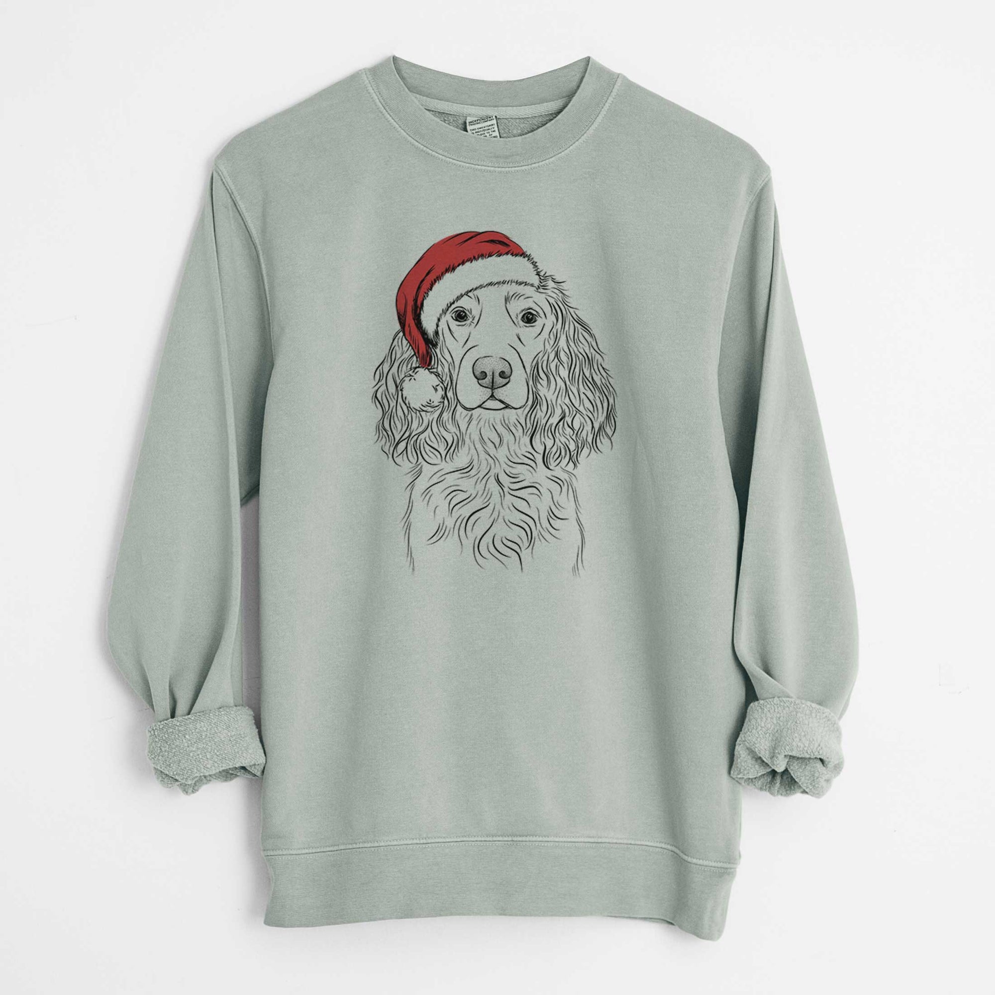 Santa Landry the Boykin Spaniel - Unisex Pigment Dyed Crew Sweatshirt