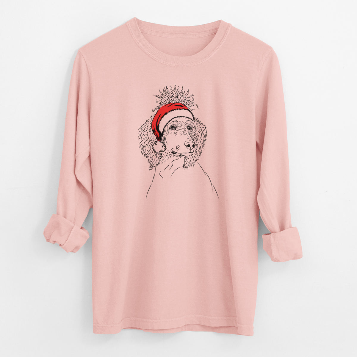 Santa Leo the Poodle - Men's Heavyweight 100% Cotton Long Sleeve