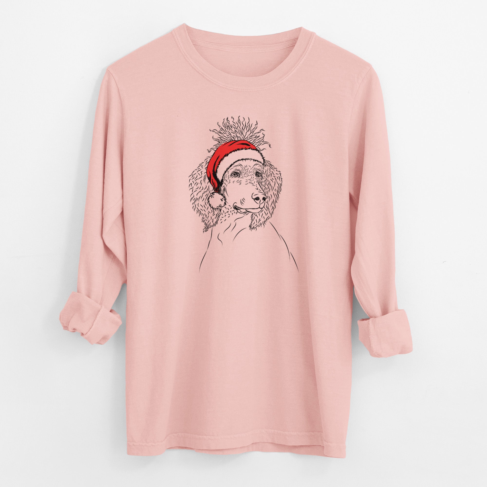 Santa Leo the Poodle - Men's Heavyweight 100% Cotton Long Sleeve