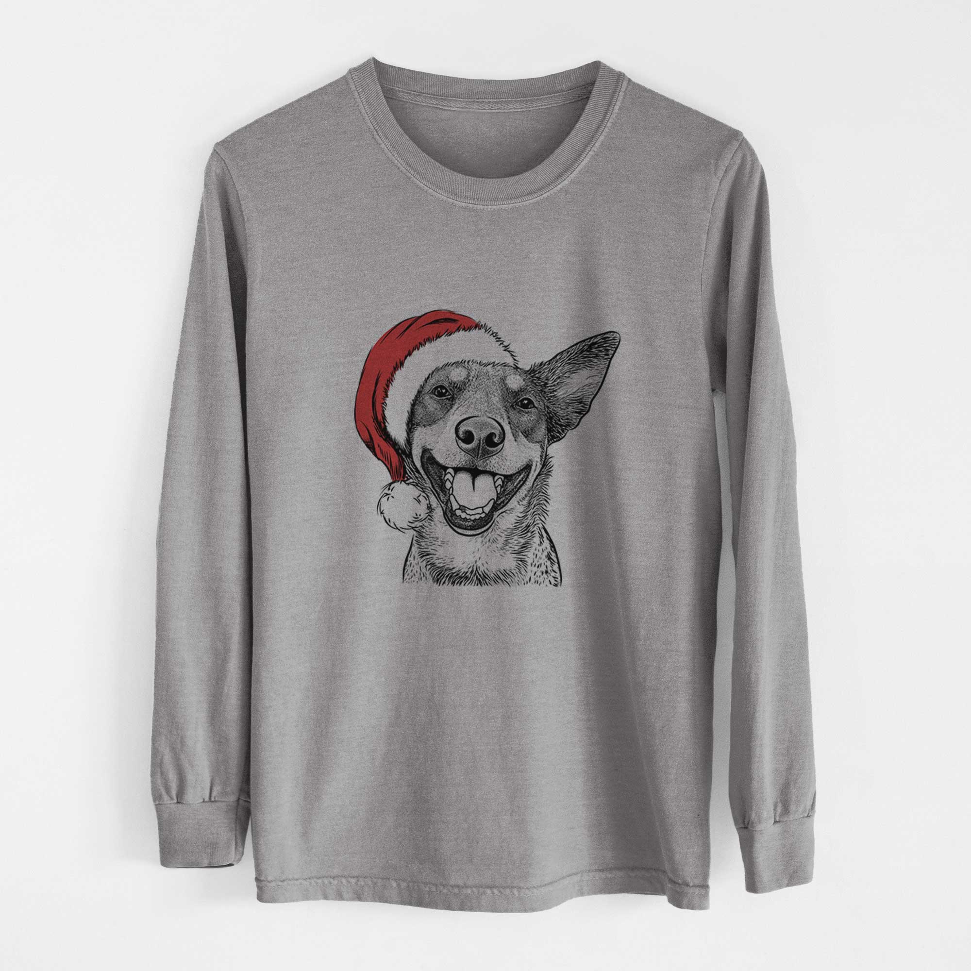 Santa Lily the Australian Cattle Dog - Men's Heavyweight 100% Cotton Long Sleeve