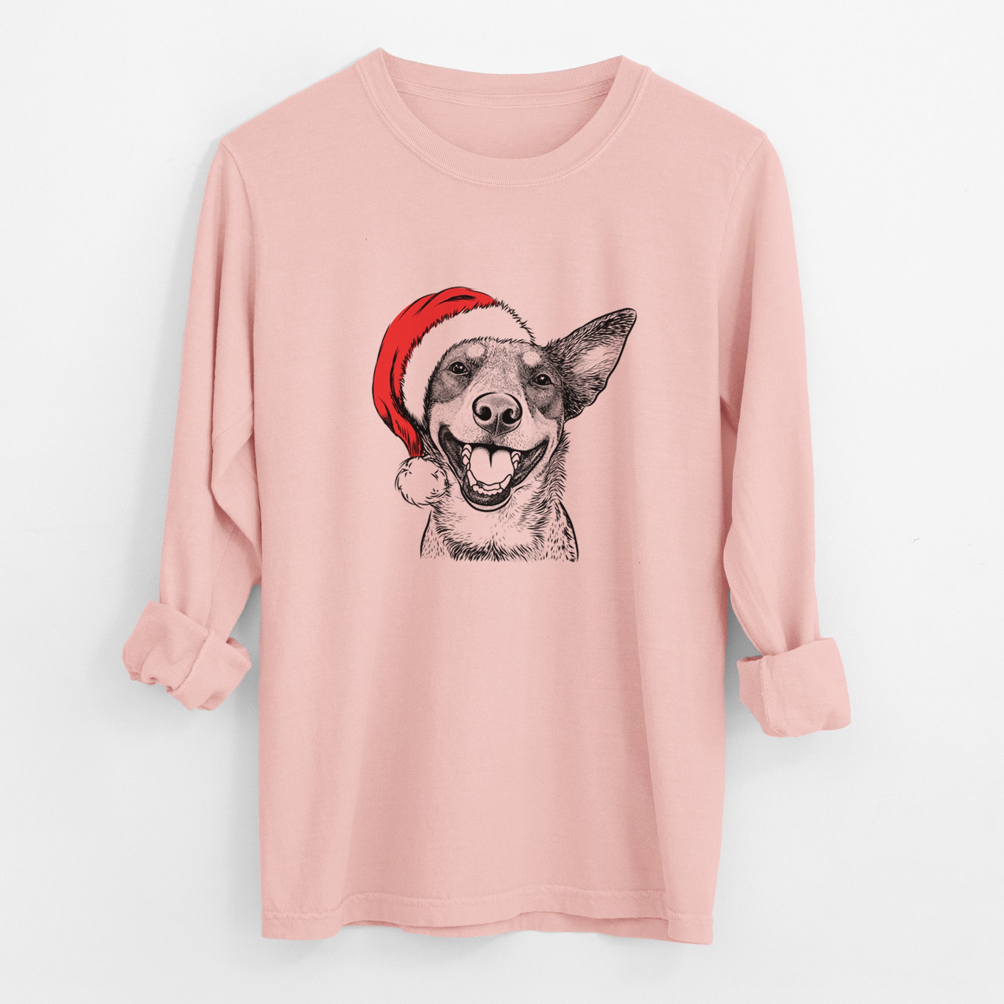 Santa Lily the Australian Cattle Dog - Men's Heavyweight 100% Cotton Long Sleeve