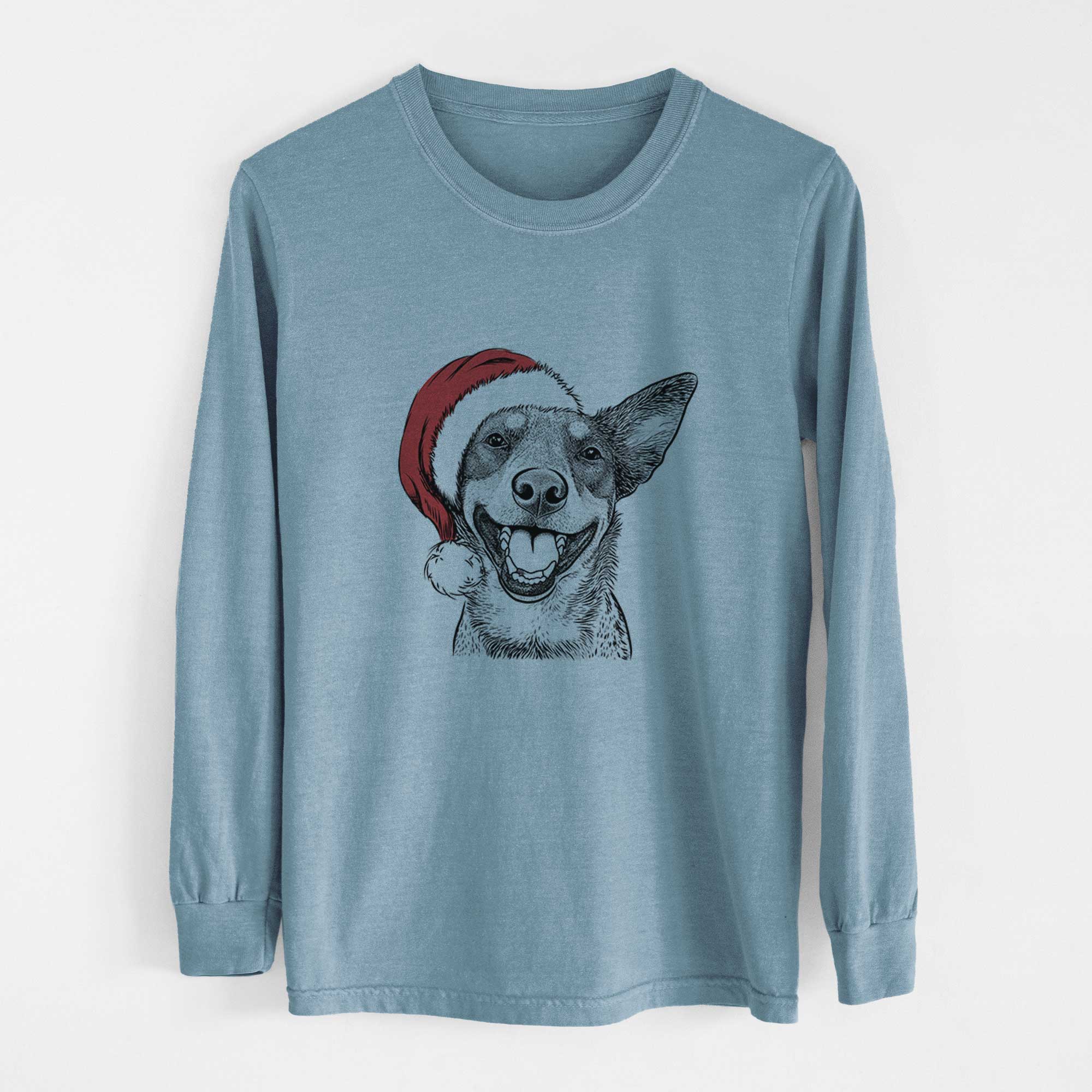 Santa Lily the Australian Cattle Dog - Men's Heavyweight 100% Cotton Long Sleeve