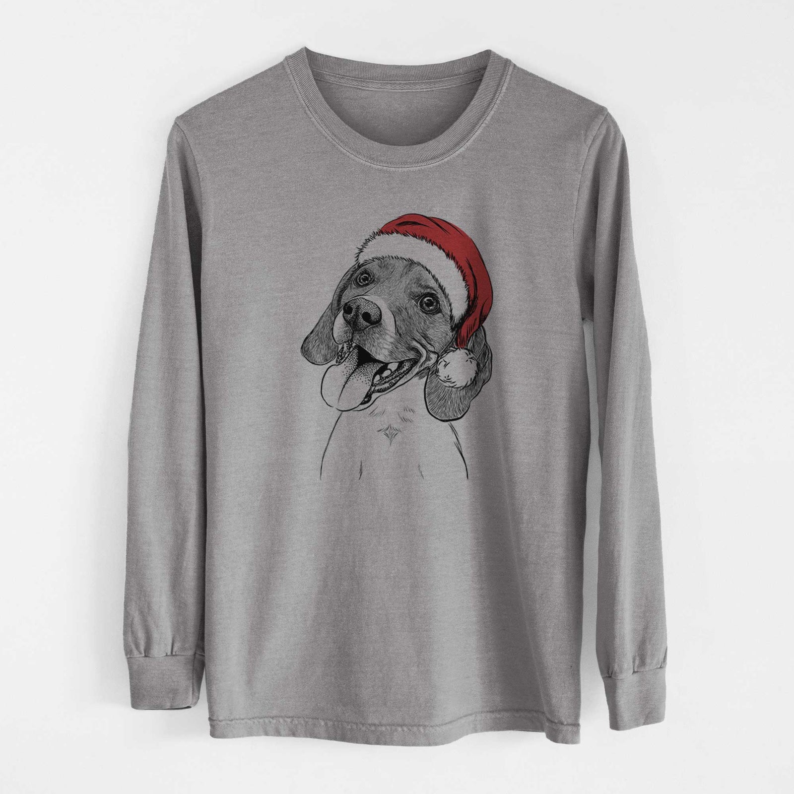 Santa Little Bandit the Beagle - Men's Heavyweight 100% Cotton Long Sleeve