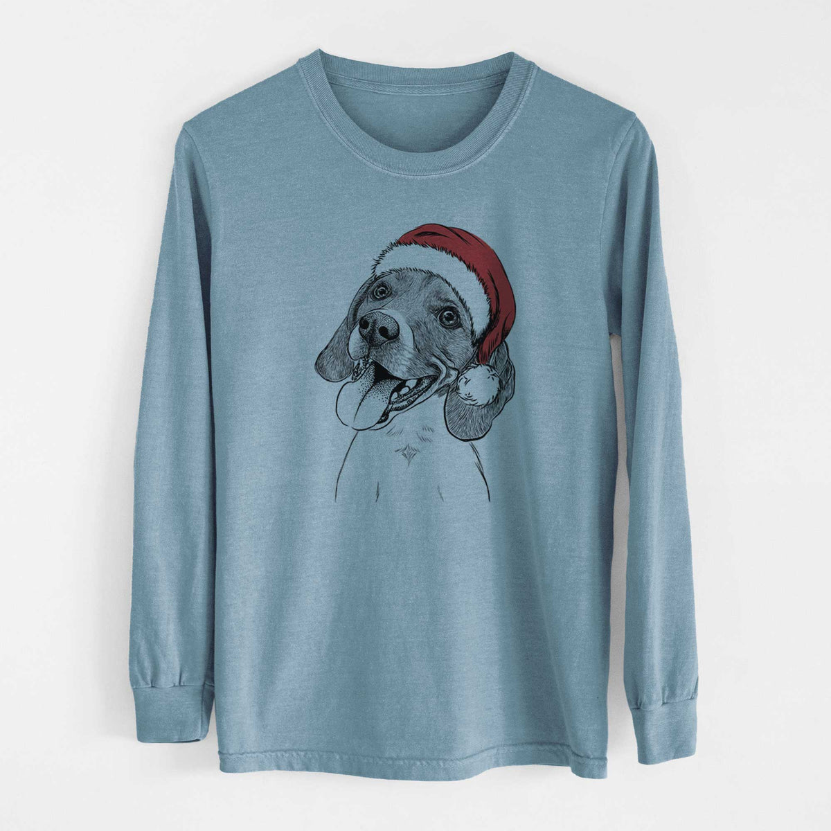Santa Little Bandit the Beagle - Men's Heavyweight 100% Cotton Long Sleeve