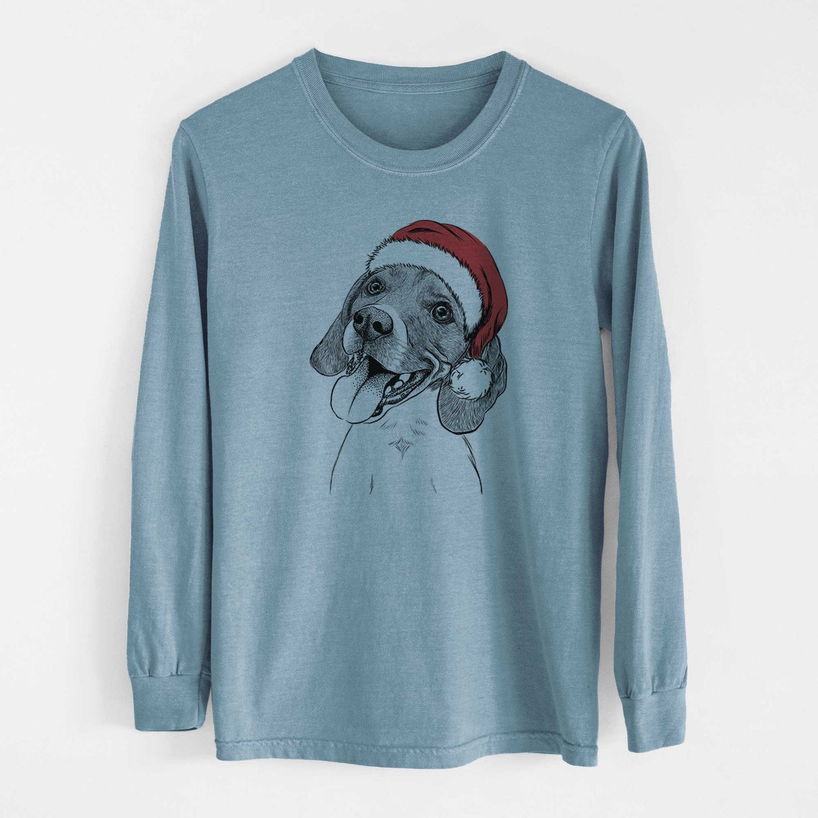 Santa Little Bandit the Beagle - Men's Heavyweight 100% Cotton Long Sleeve