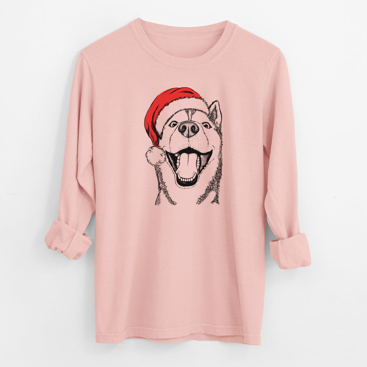 Santa Little Country the Siberian Husky - Men's Heavyweight 100% Cotton Long Sleeve