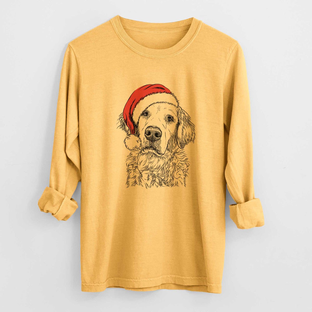 Santa Loganator the Golden Retriever - Men's Heavyweight 100% Cotton Long Sleeve