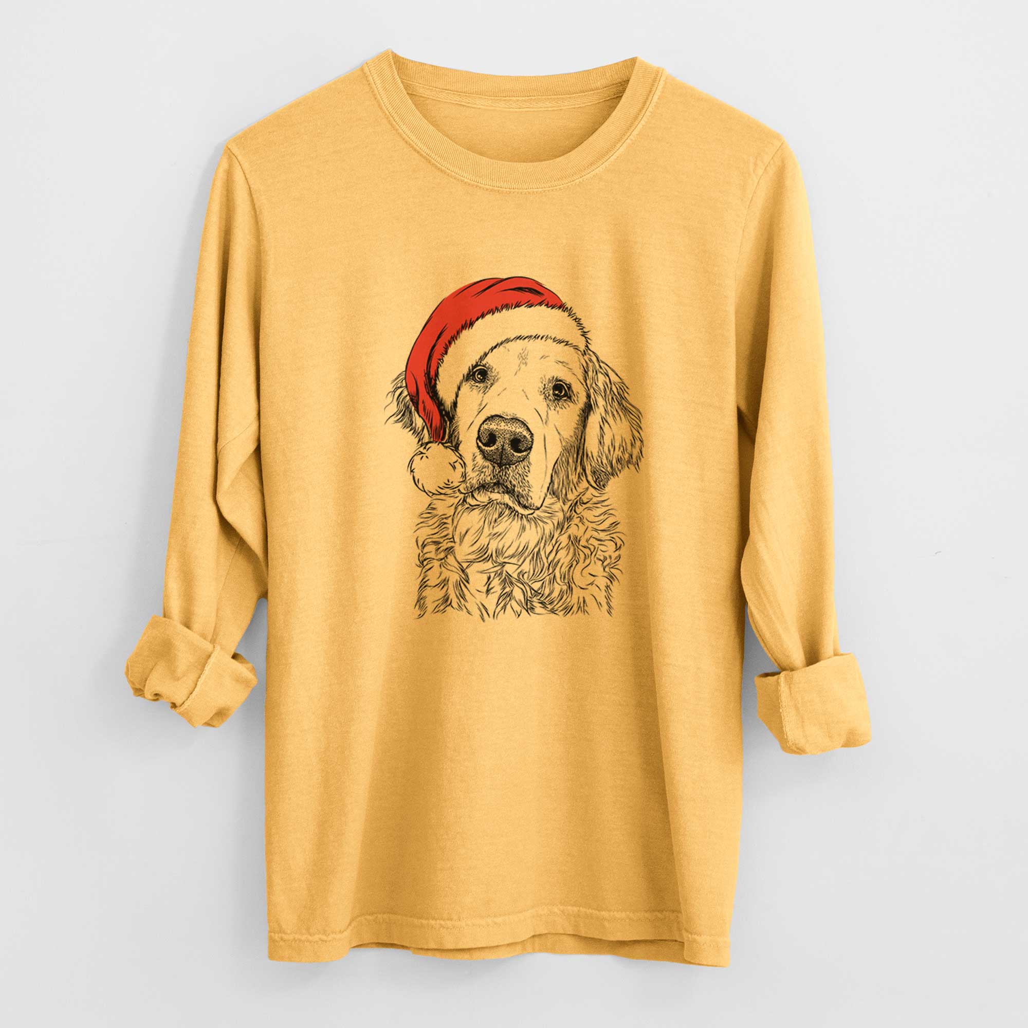 Santa Loganator the Golden Retriever - Men's Heavyweight 100% Cotton Long Sleeve