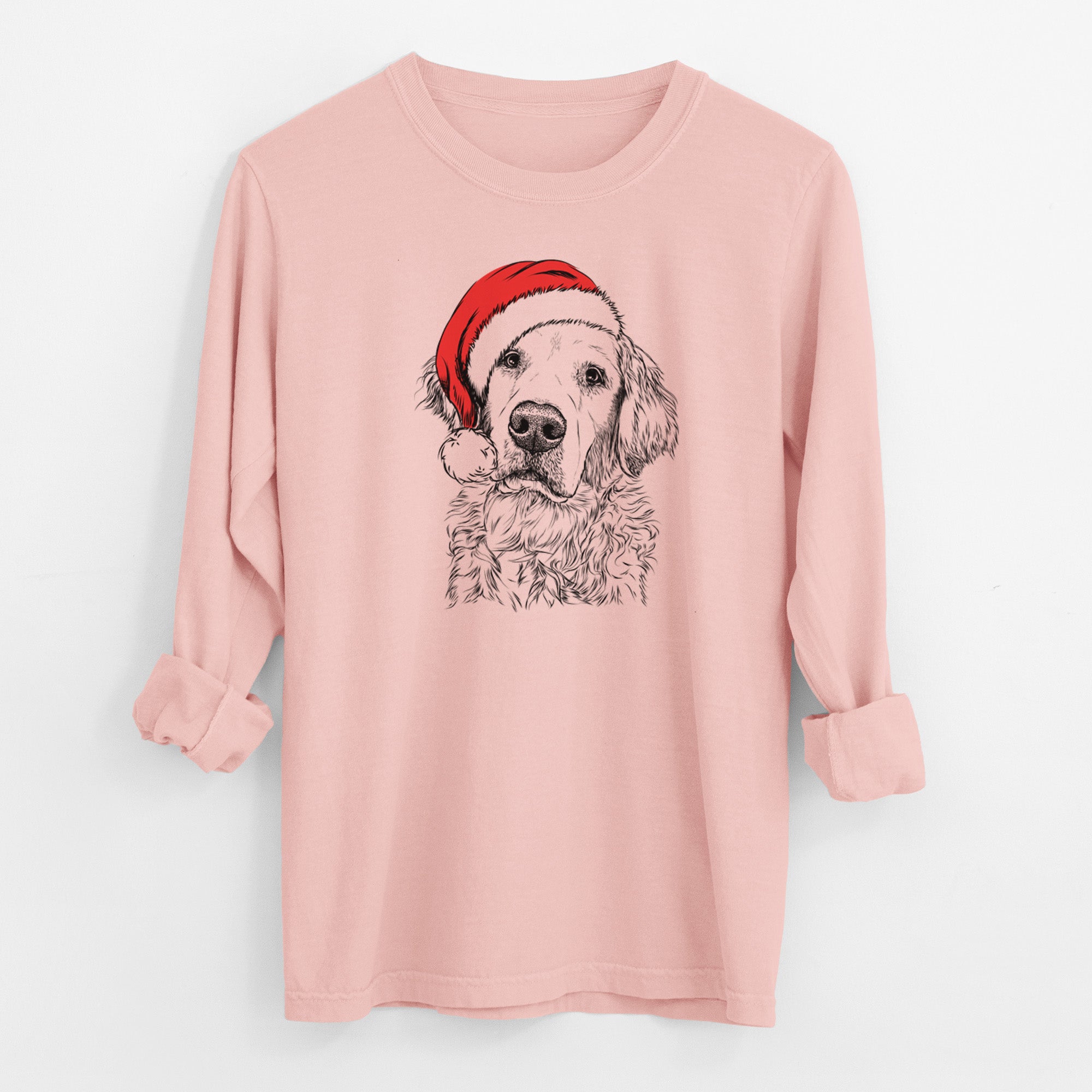 Santa Loganator the Golden Retriever - Men's Heavyweight 100% Cotton Long Sleeve