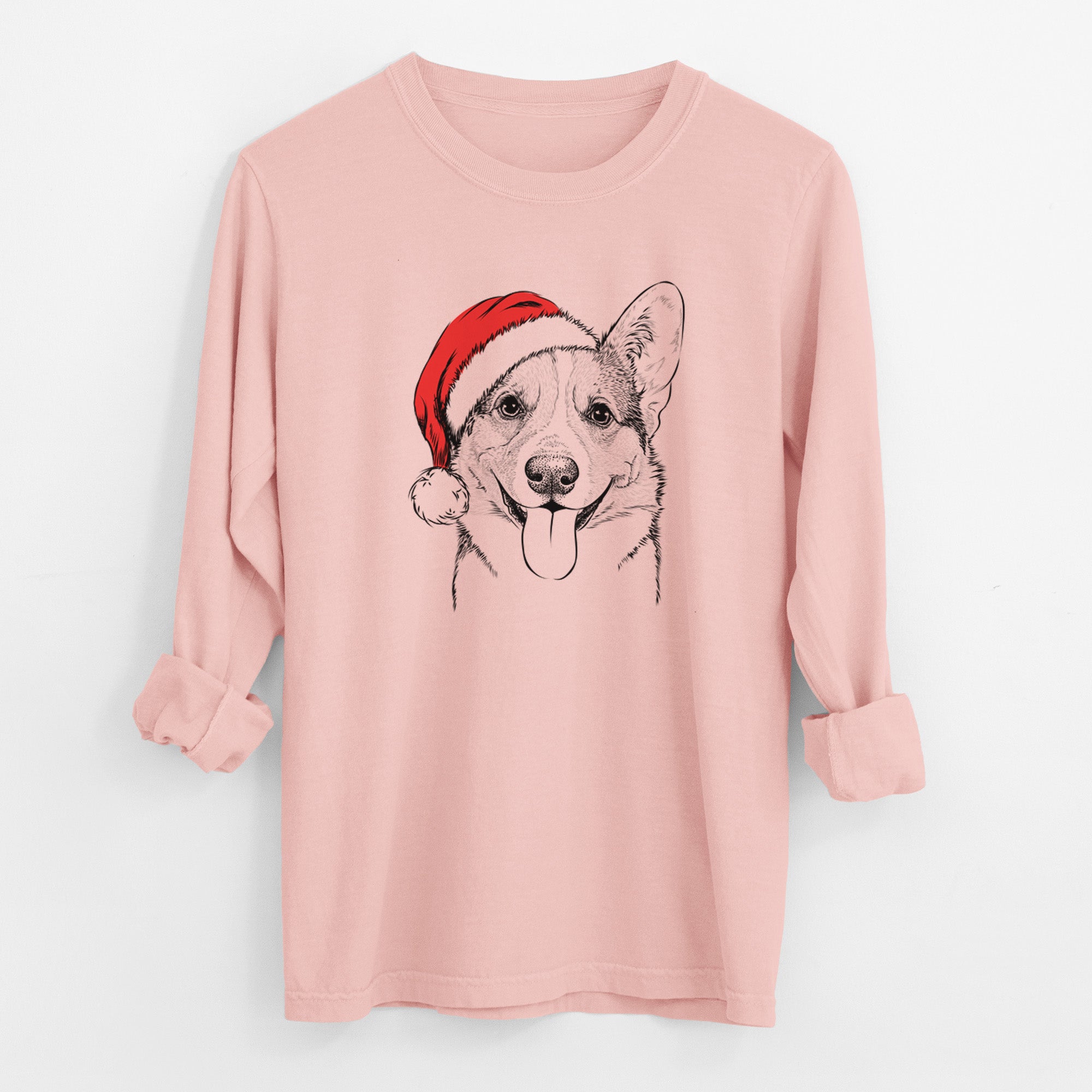 Santa Loki the Corgi - Men's Heavyweight 100% Cotton Long Sleeve