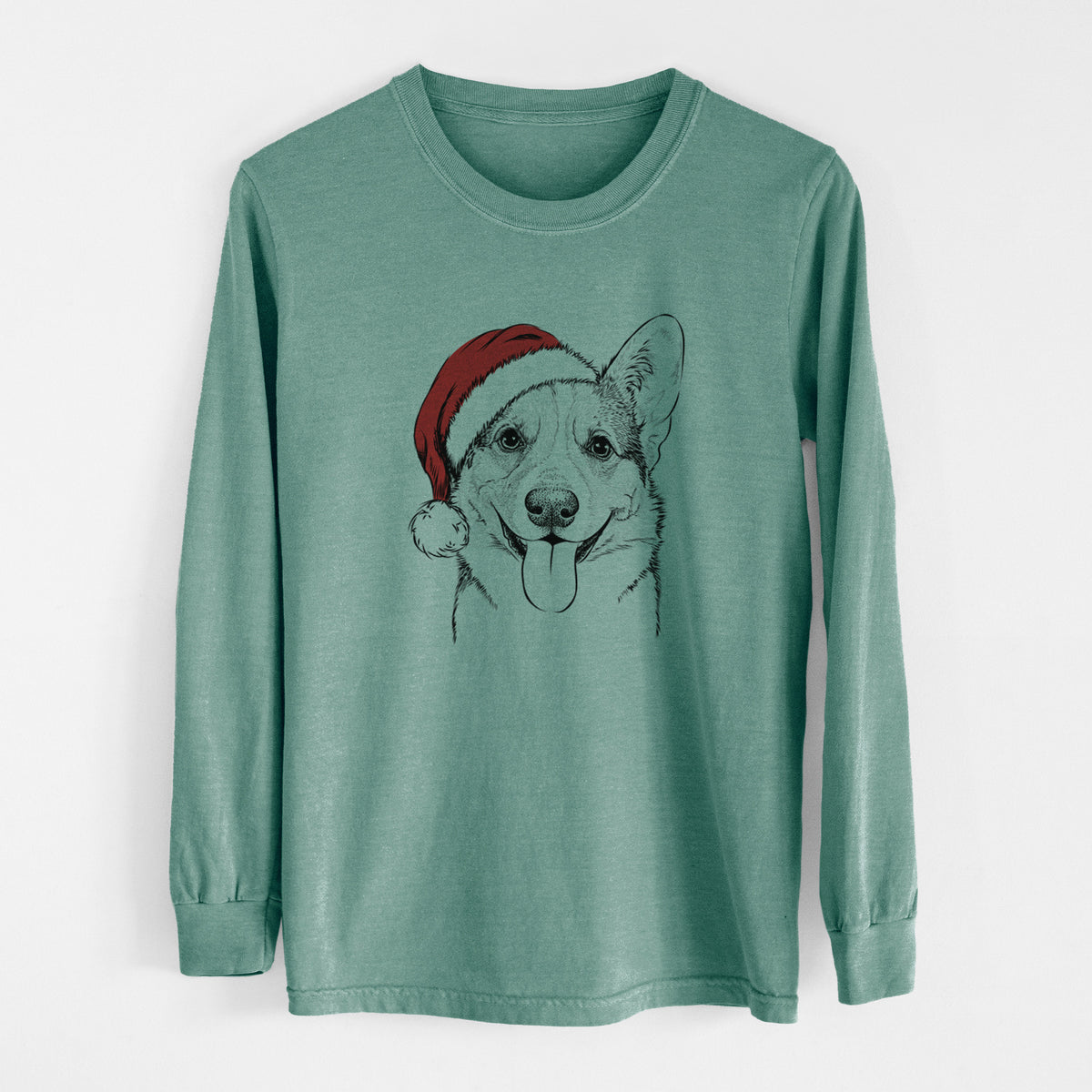Santa Loki the Corgi - Men's Heavyweight 100% Cotton Long Sleeve