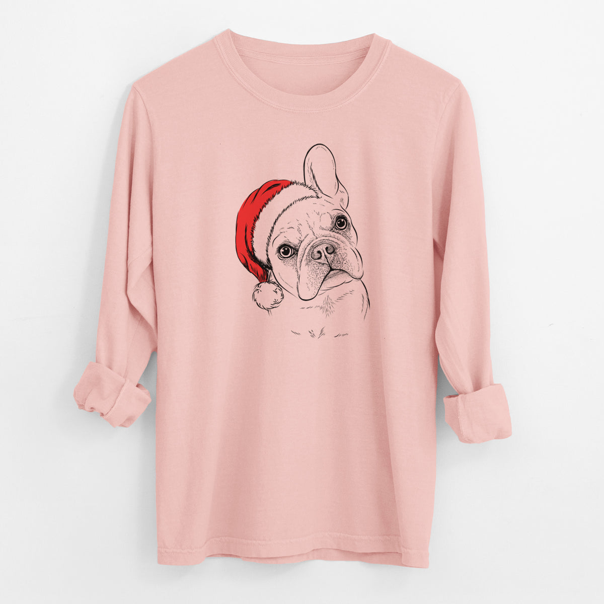 Santa Loki the French Bulldog - Men's Heavyweight 100% Cotton Long Sleeve