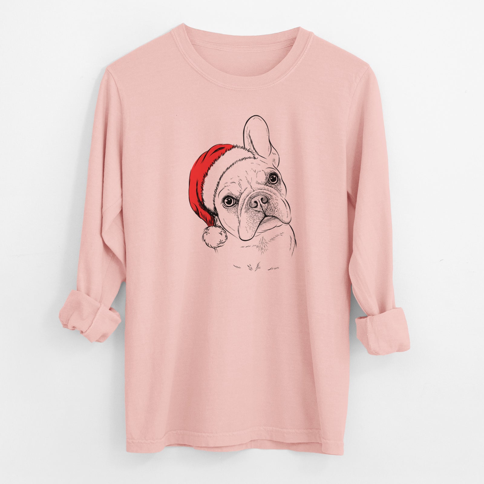 Santa Loki the French Bulldog - Men's Heavyweight 100% Cotton Long Sleeve