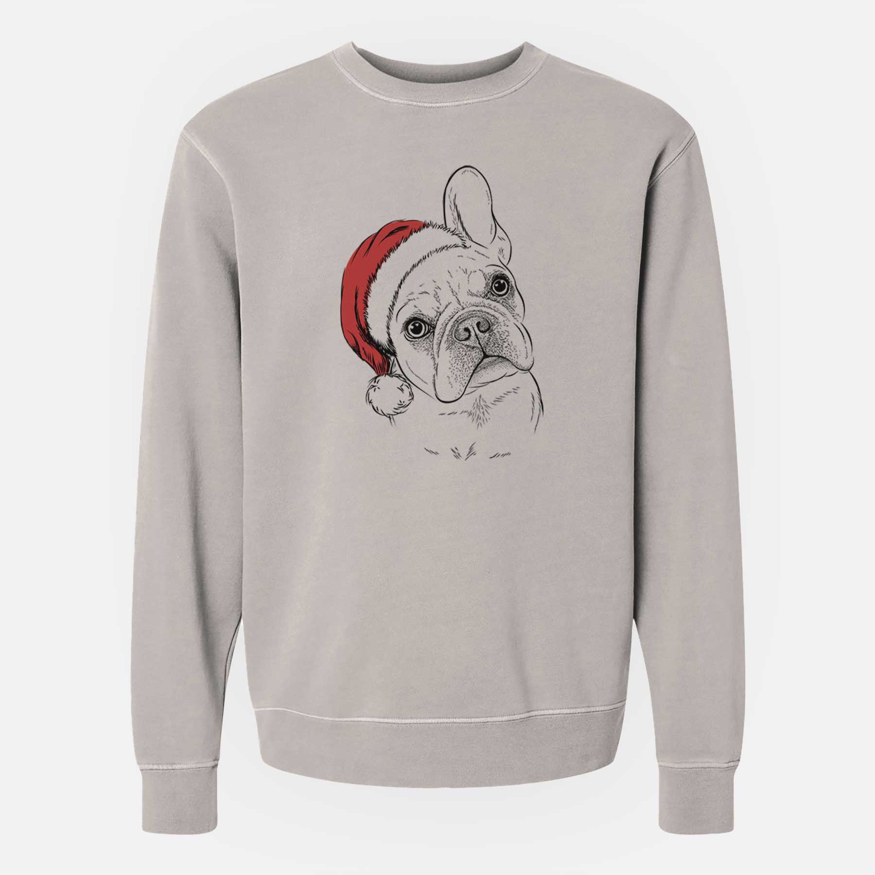 Santa Loki the French Bulldog - Unisex Pigment Dyed Crew Sweatshirt