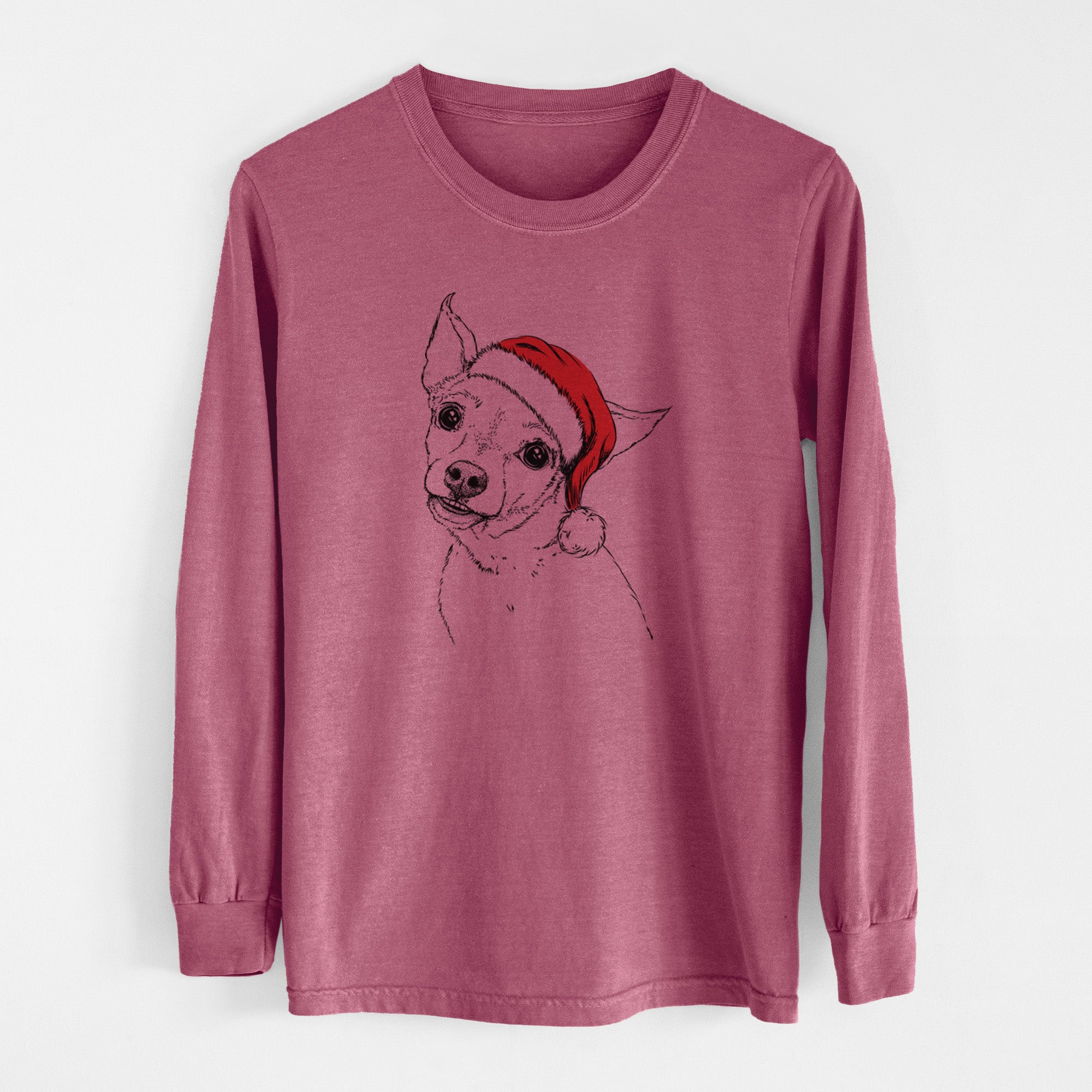 Santa Lola the Chiweenie - Men's Heavyweight 100% Cotton Long Sleeve