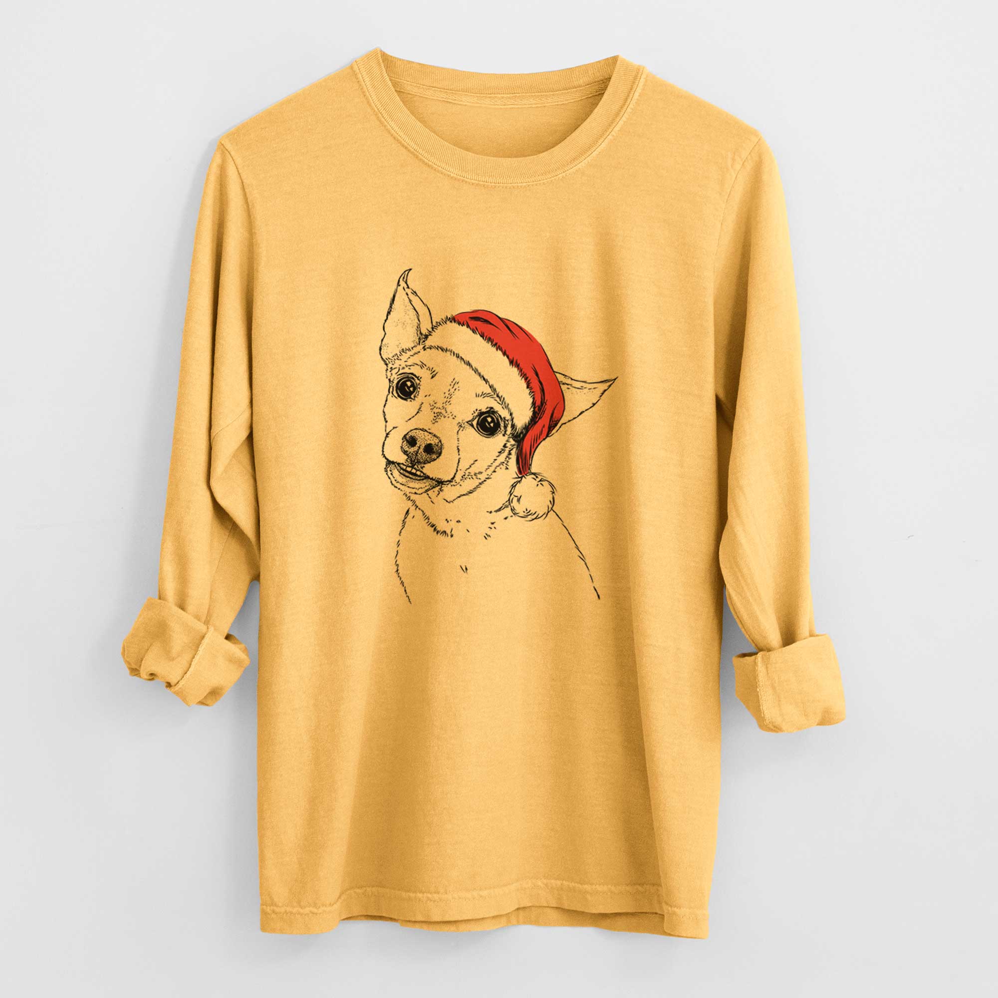 Santa Lola the Chiweenie - Men's Heavyweight 100% Cotton Long Sleeve