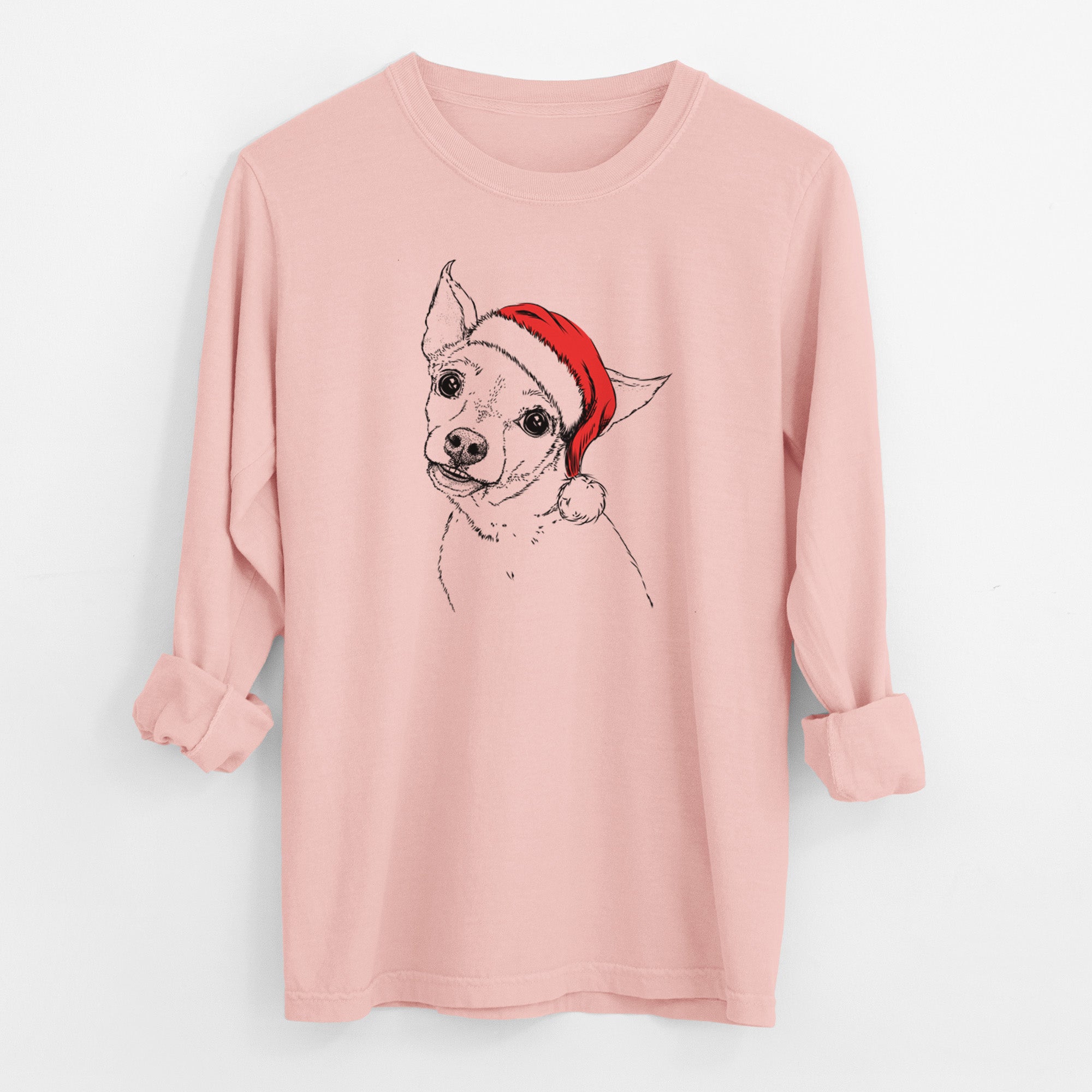 Santa Lola the Chiweenie - Men's Heavyweight 100% Cotton Long Sleeve