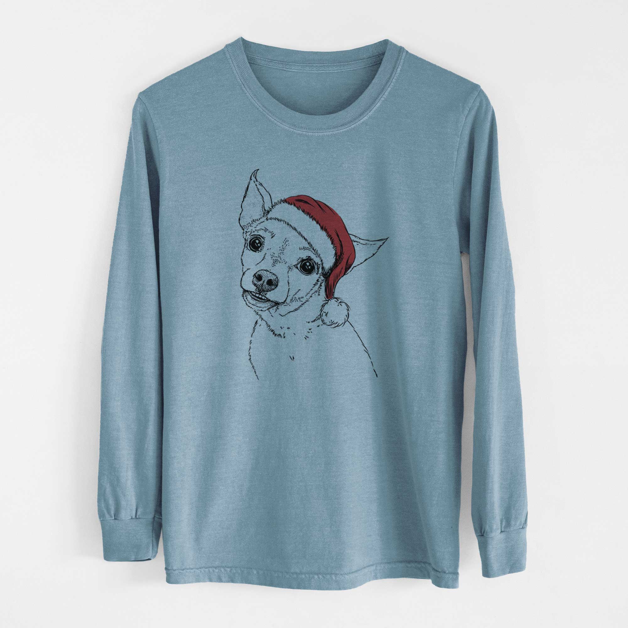 Santa Lola the Chiweenie - Men's Heavyweight 100% Cotton Long Sleeve