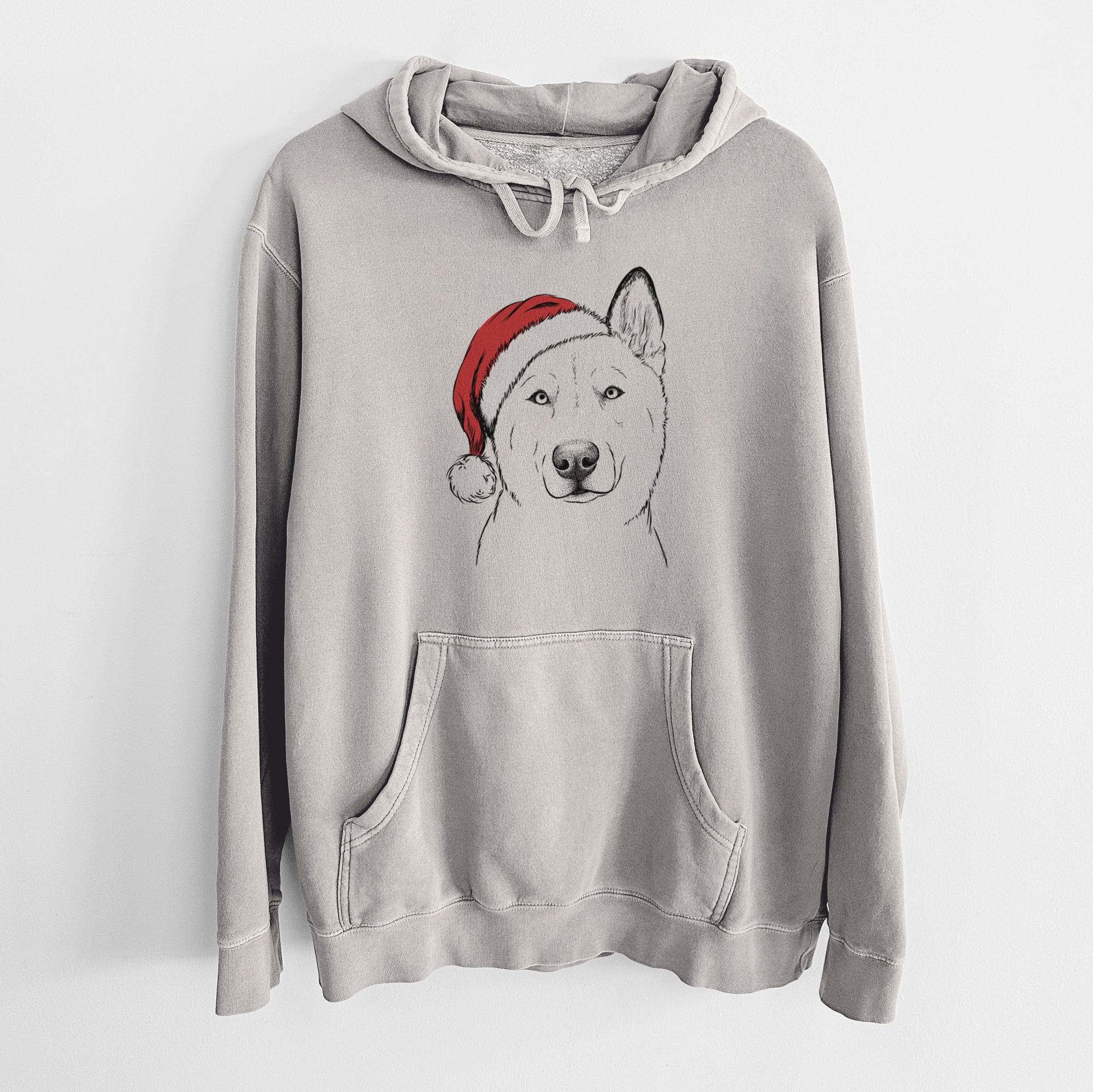 Santa Hat London the Siberian Husky - Unisex Pigment Dyed Hoodie