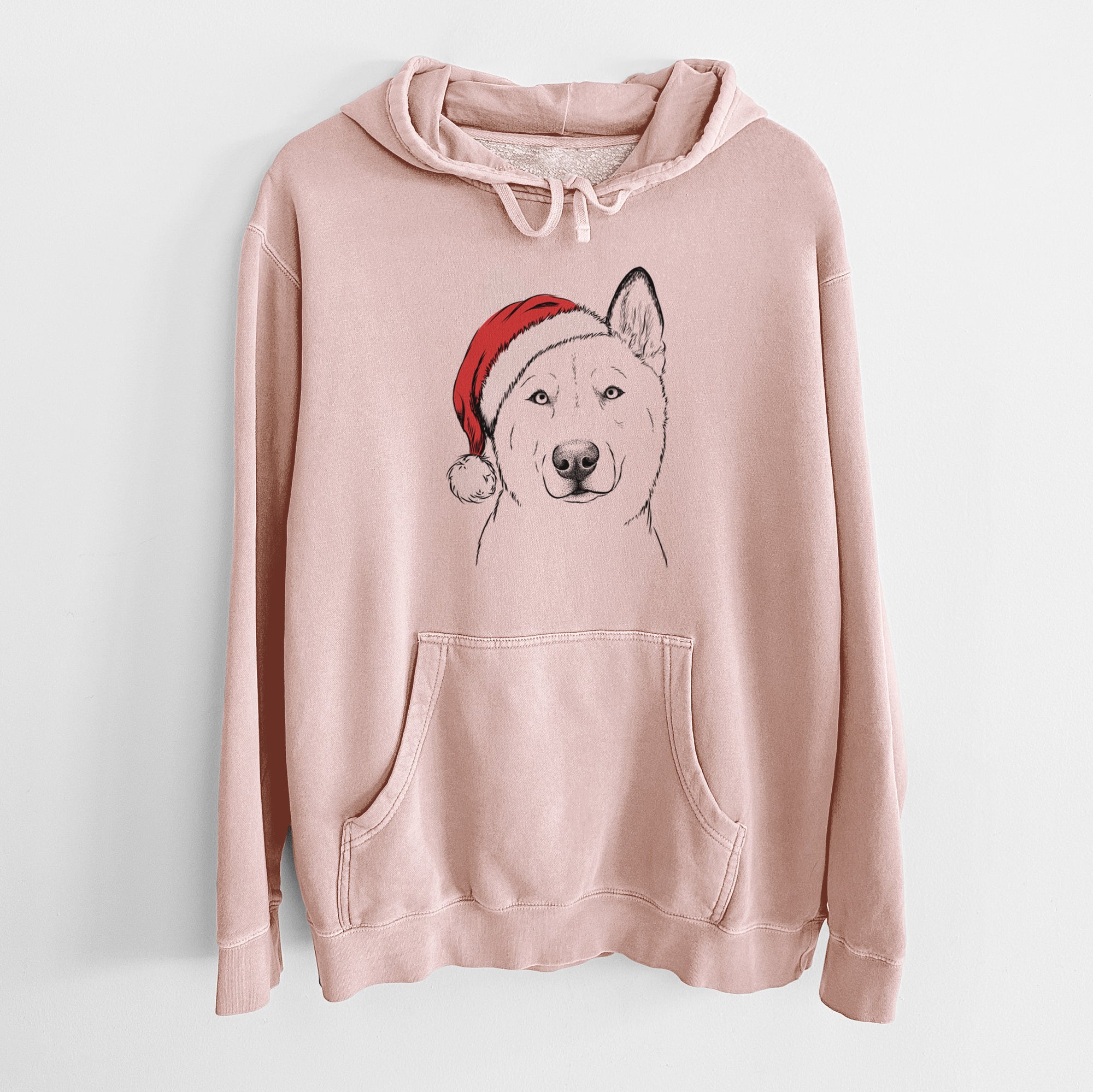 Santa Hat London the Siberian Husky - Unisex Pigment Dyed Hoodie