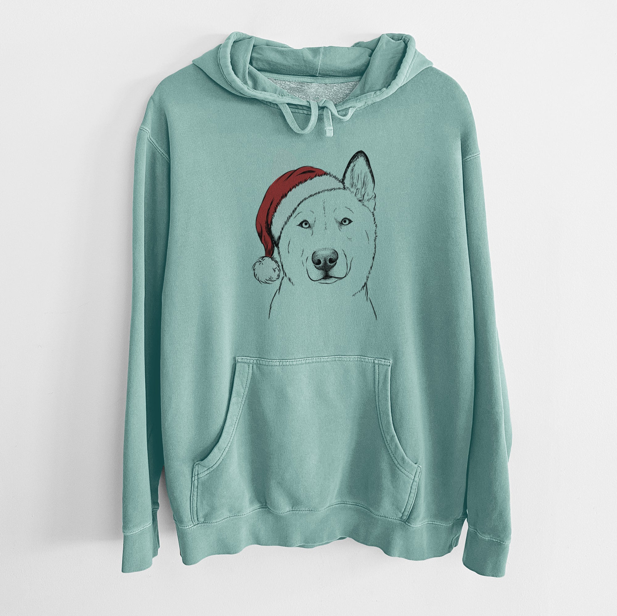 Santa Hat London the Siberian Husky - Unisex Pigment Dyed Hoodie