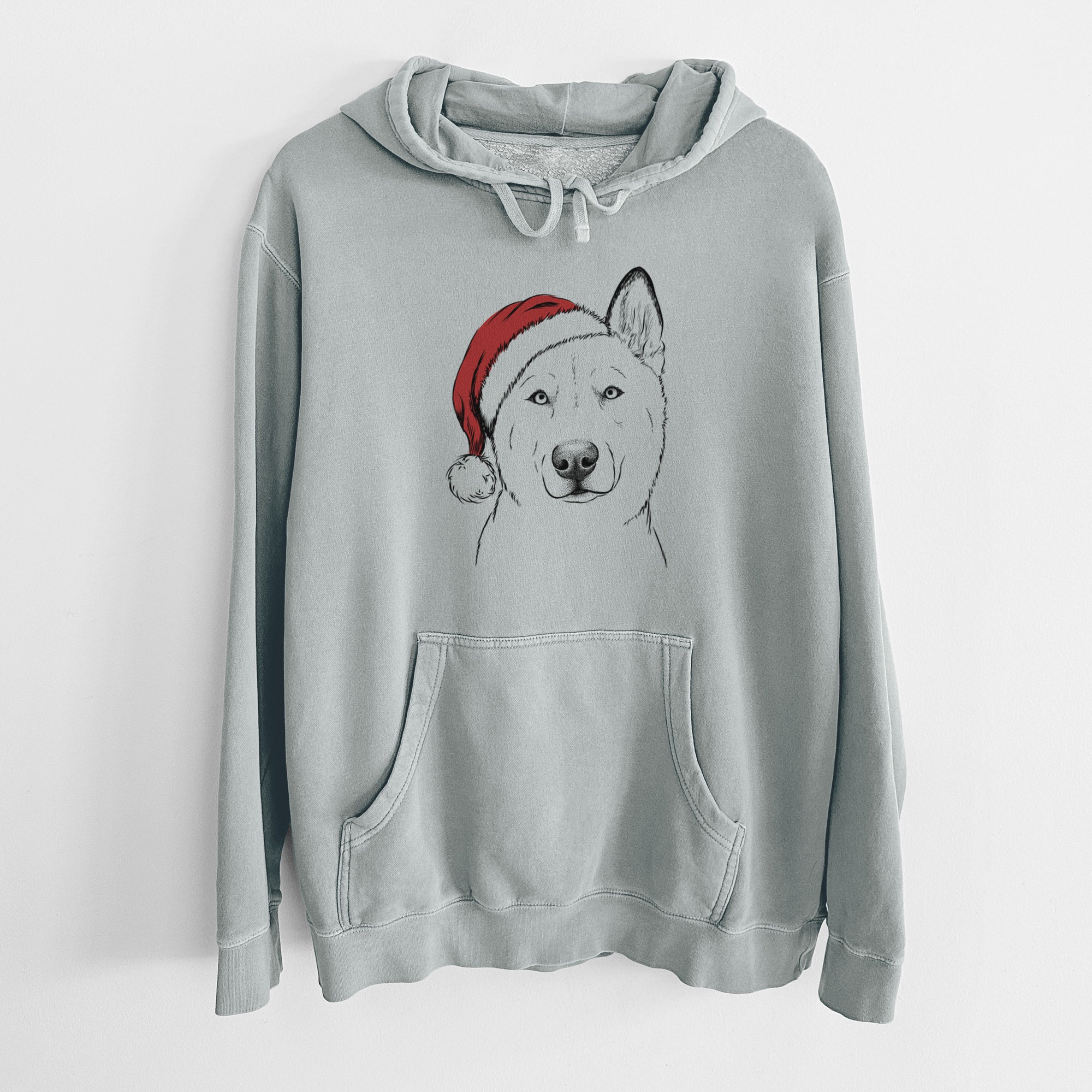 Santa Hat London the Siberian Husky - Unisex Pigment Dyed Hoodie