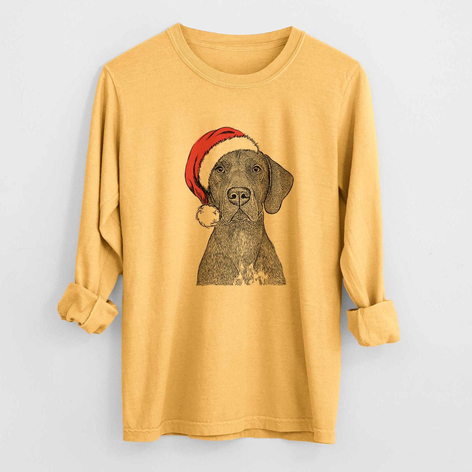 Santa Lucifer the German Shorthaired Pointer - Men's Heavyweight 100% Cotton Long Sleeve