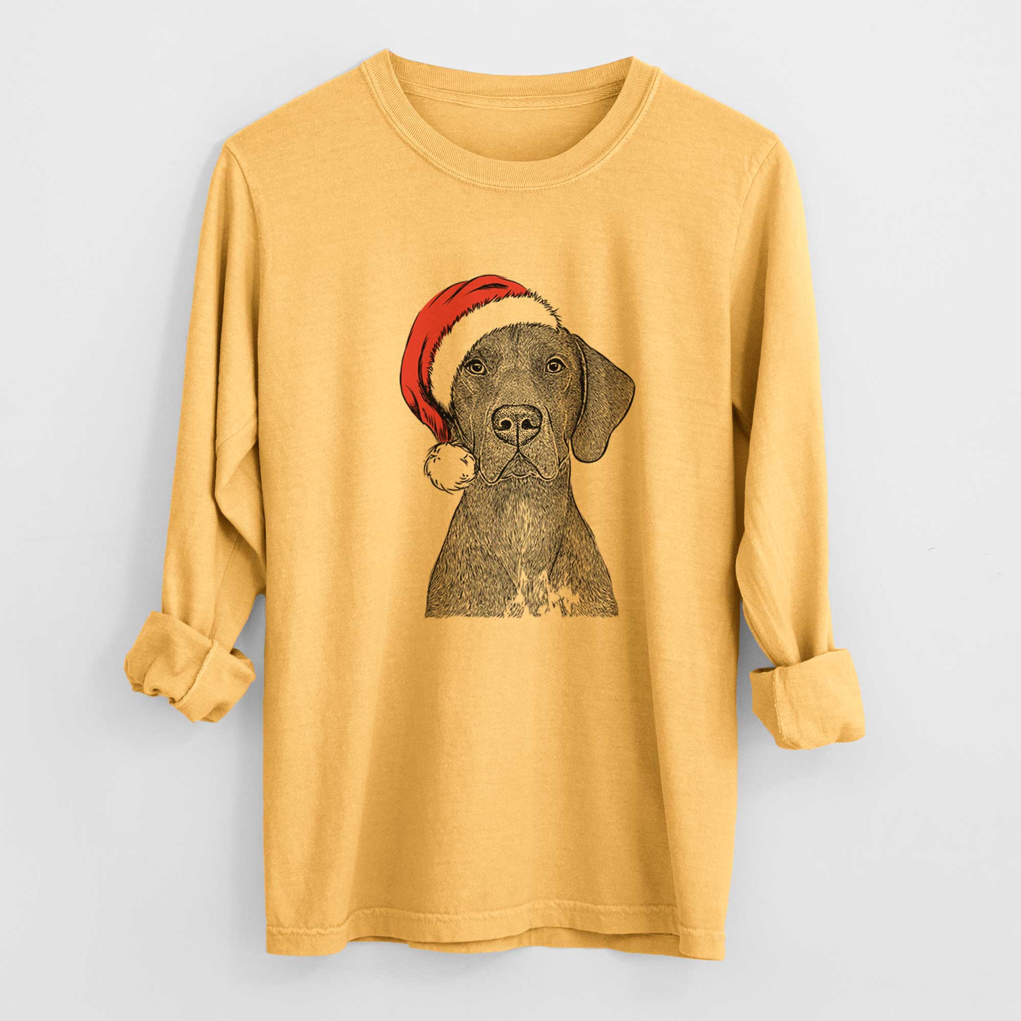 Santa Lucifer the German Shorthaired Pointer - Men's Heavyweight 100% Cotton Long Sleeve