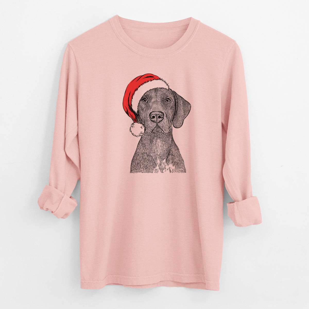Santa Lucifer the German Shorthaired Pointer - Men's Heavyweight 100% Cotton Long Sleeve