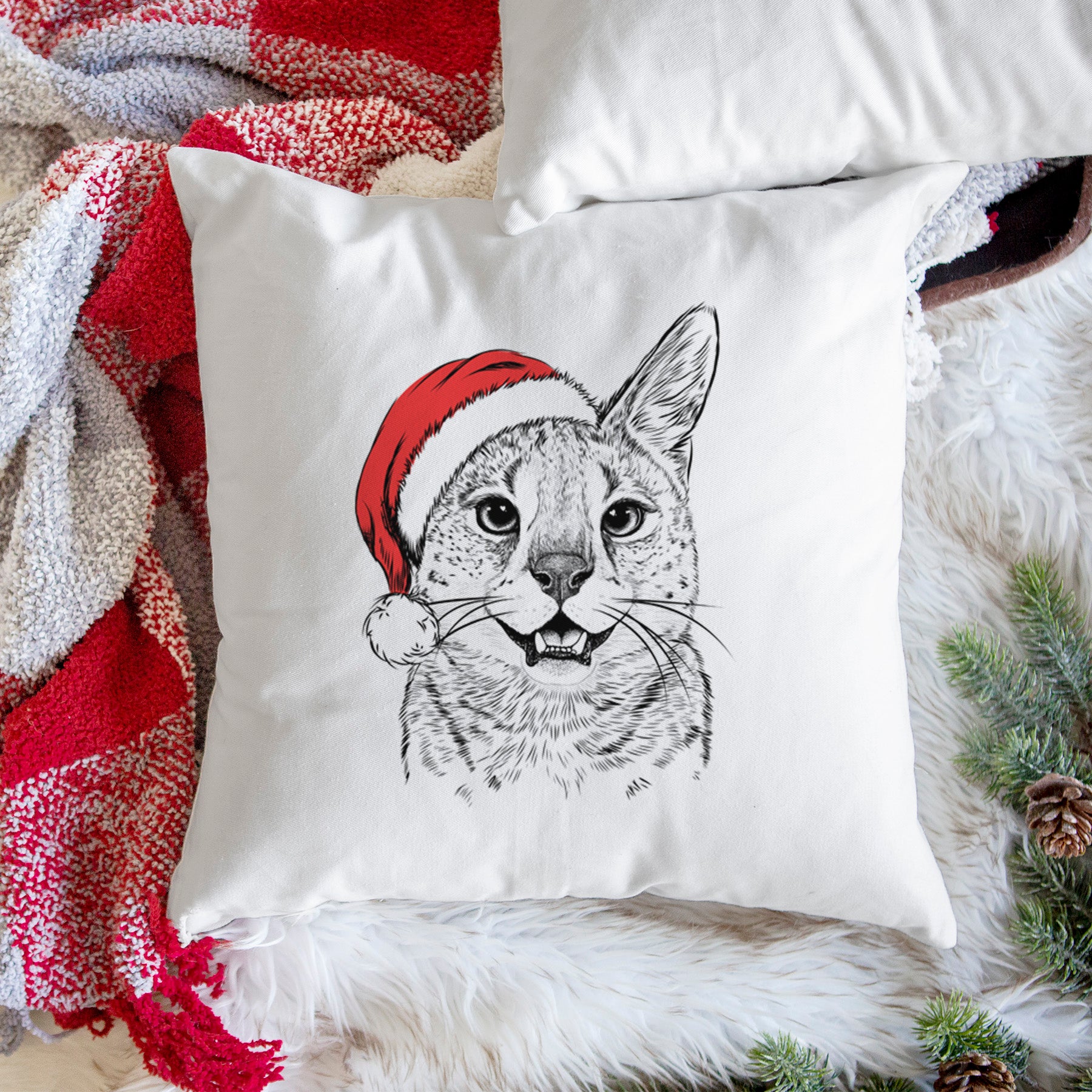 Lucky the Serval Cat - Throw Pillow Cover