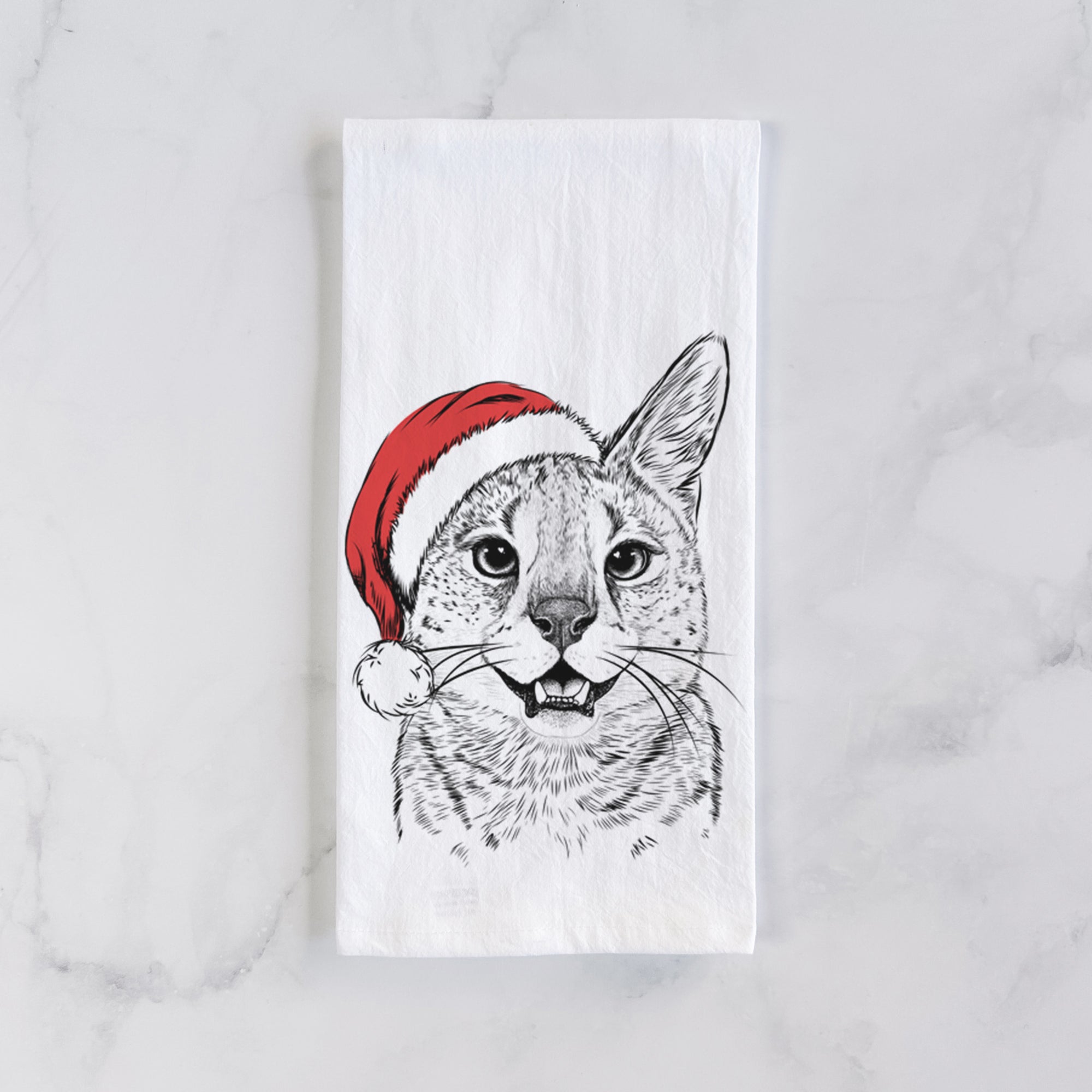 Lucky the Serval Cat Tea Towel