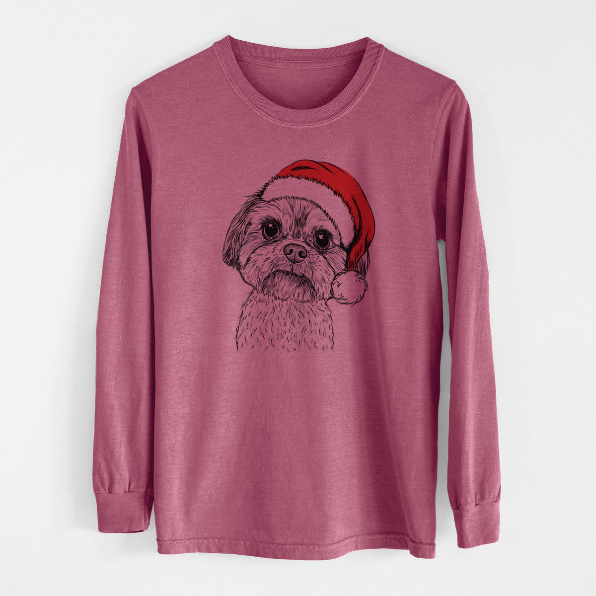 Santa Lucy the Shorkie - Men&#39;s Heavyweight 100% Cotton Long Sleeve