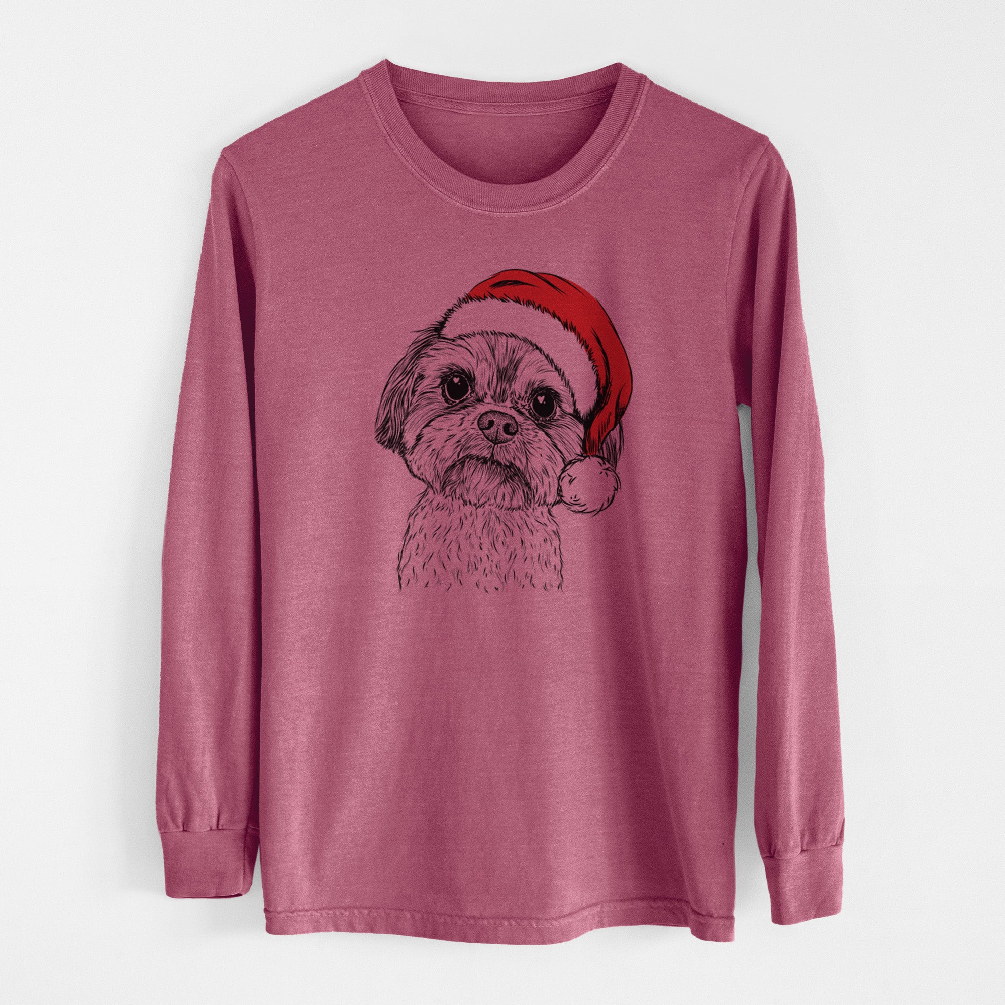 Santa Lucy the Shorkie - Men's Heavyweight 100% Cotton Long Sleeve