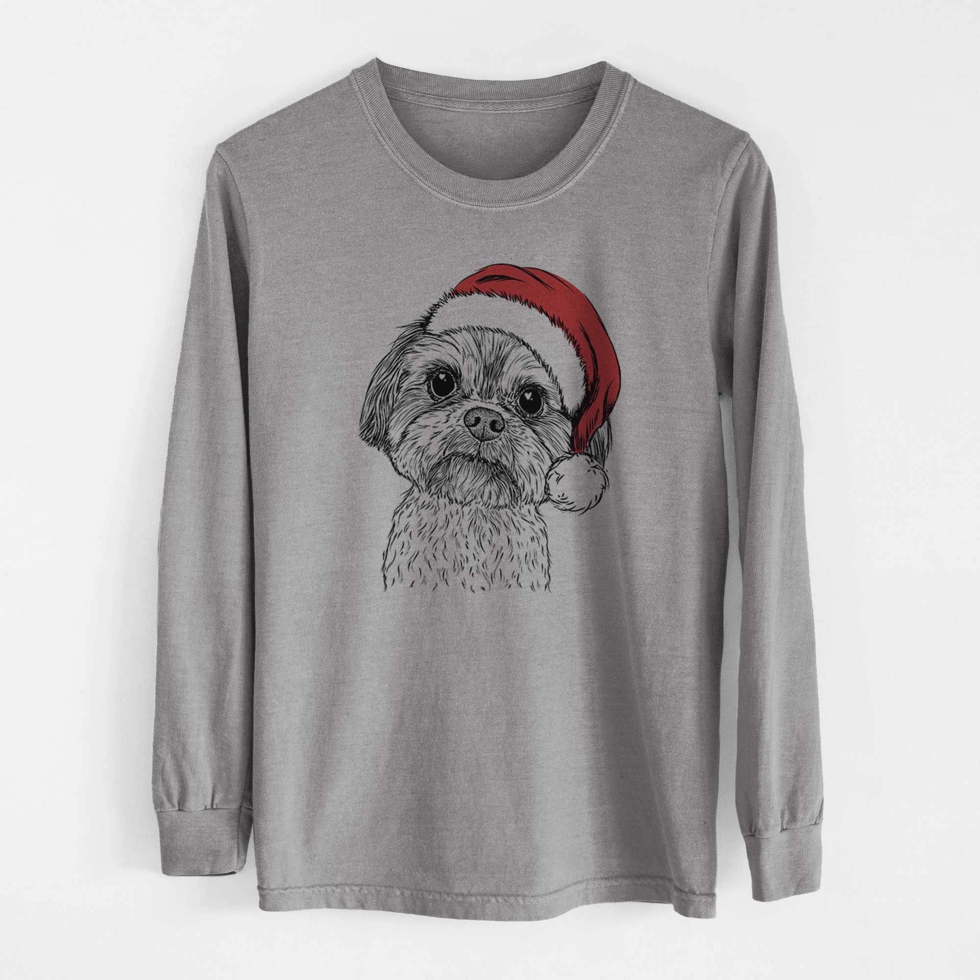 Santa Lucy the Shorkie - Men's Heavyweight 100% Cotton Long Sleeve