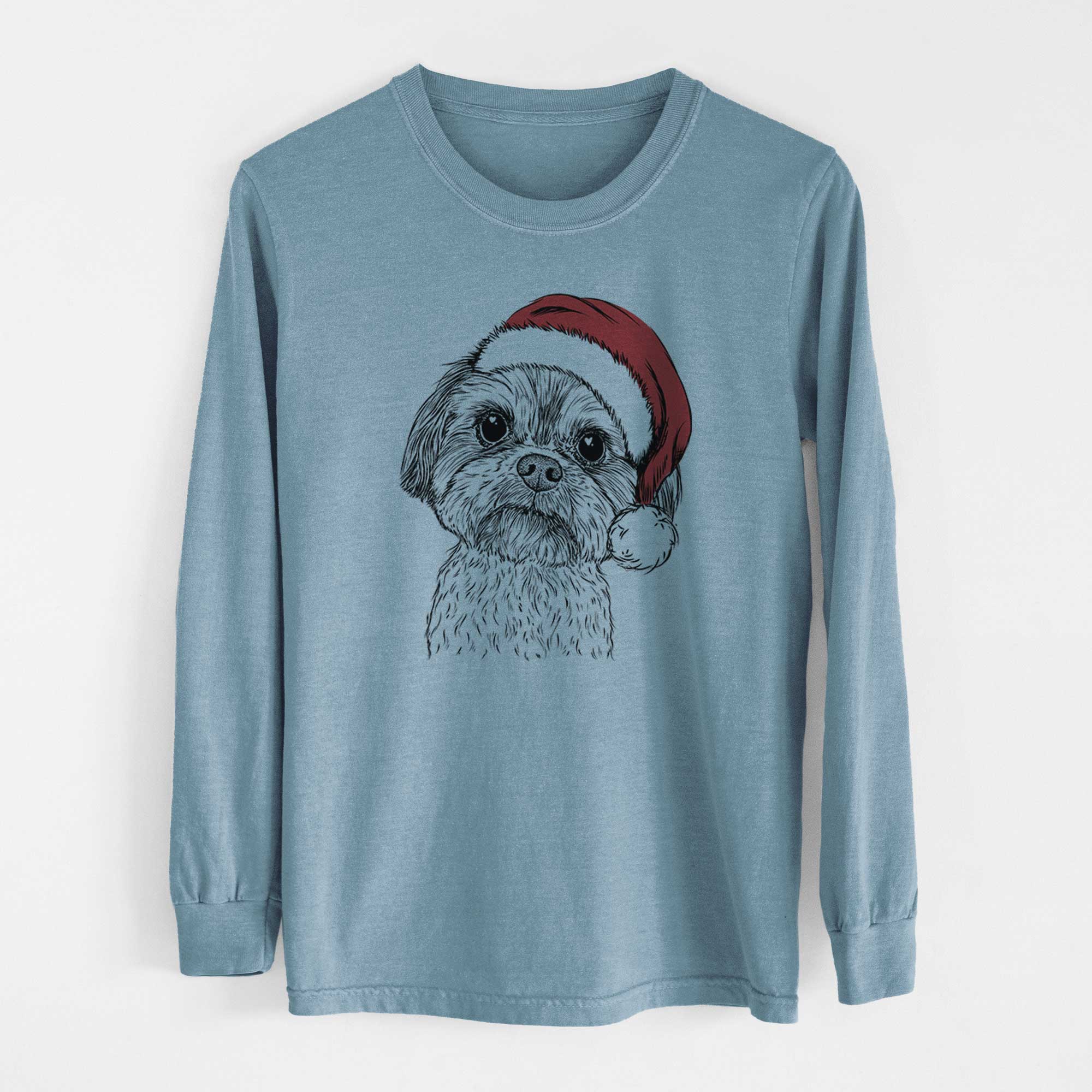 Santa Lucy the Shorkie - Men's Heavyweight 100% Cotton Long Sleeve