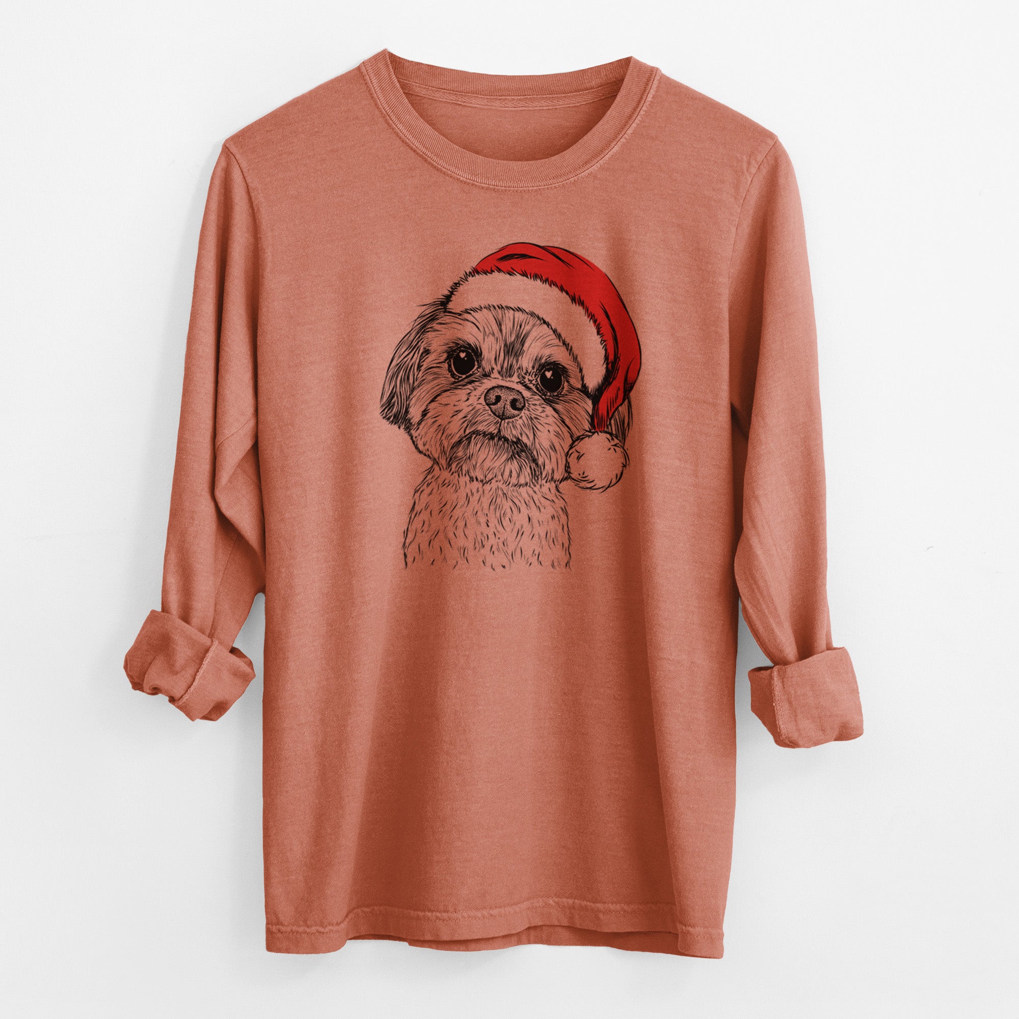 Santa Lucy the Shorkie - Men's Heavyweight 100% Cotton Long Sleeve