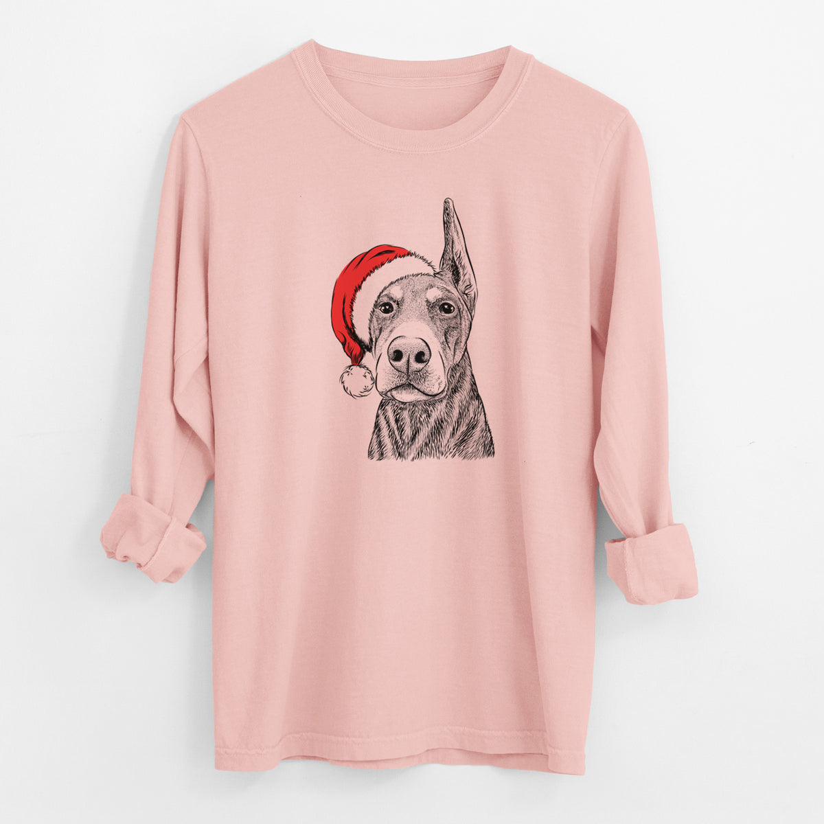 Santa Luna the Doberman Pinscher - Men's Heavyweight 100% Cotton Long Sleeve