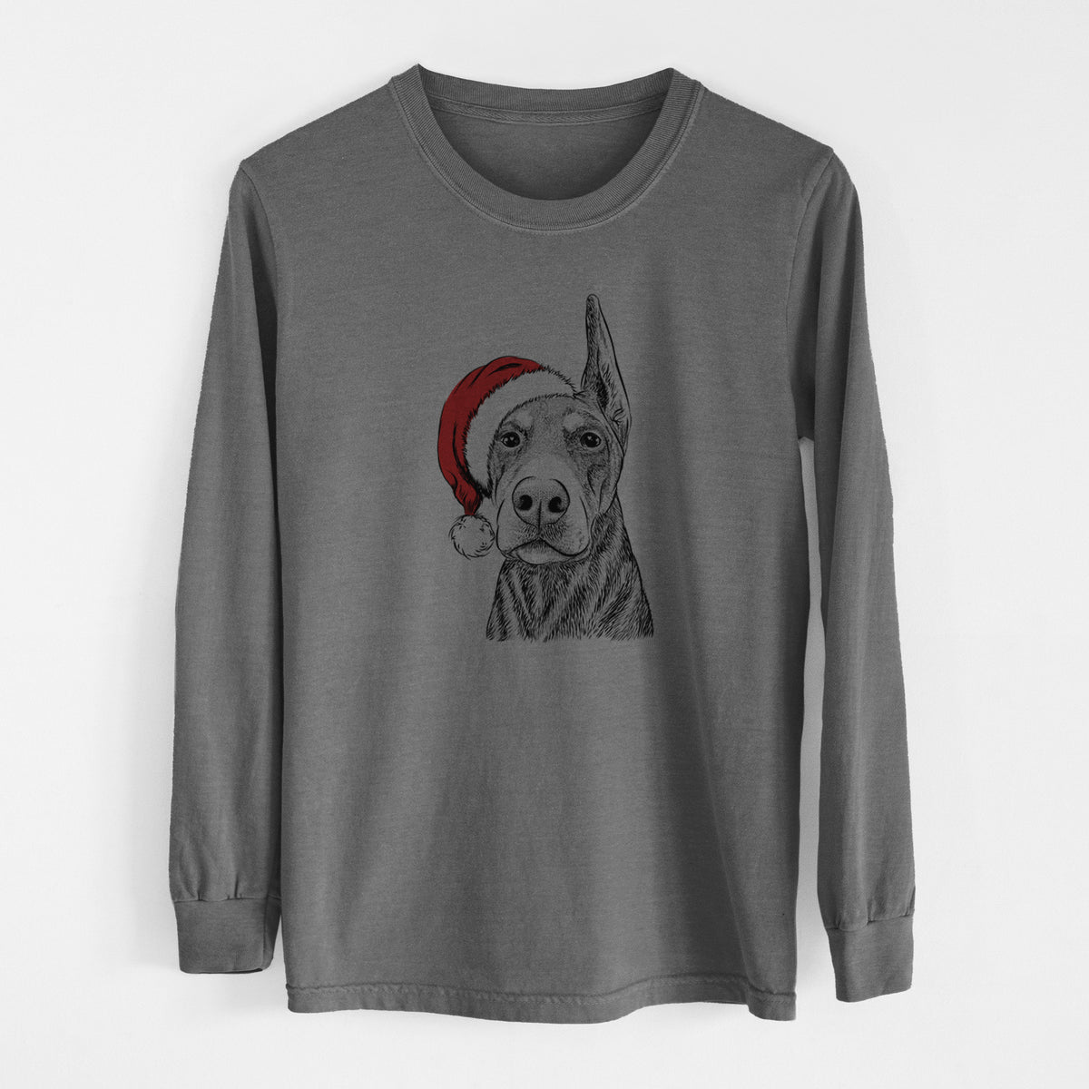 Santa Luna the Doberman Pinscher - Men's Heavyweight 100% Cotton Long Sleeve