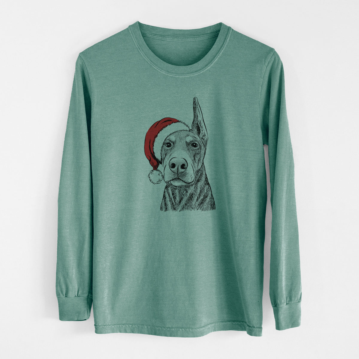 Santa Luna the Doberman Pinscher - Men's Heavyweight 100% Cotton Long Sleeve