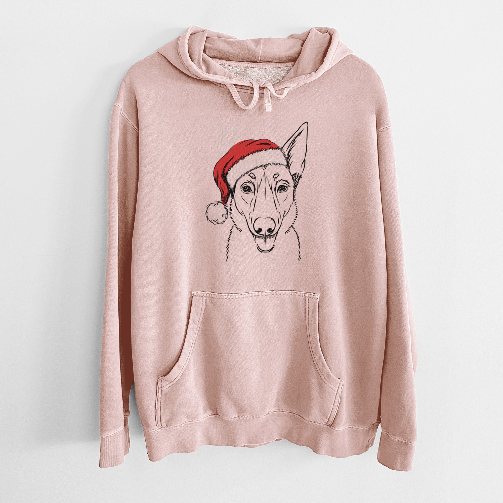 Santa Hat Lyric the Belgian Malinois - Unisex Pigment Dyed Hoodie